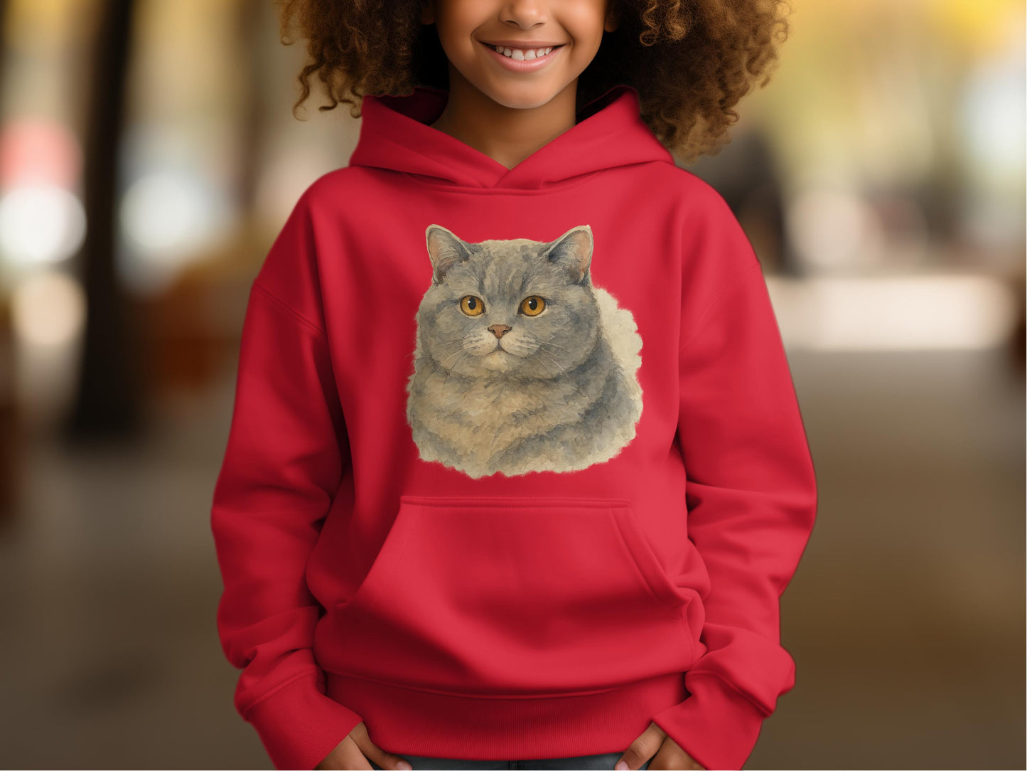 Cozy Red Hoodie with Fluffy Cat Print product type