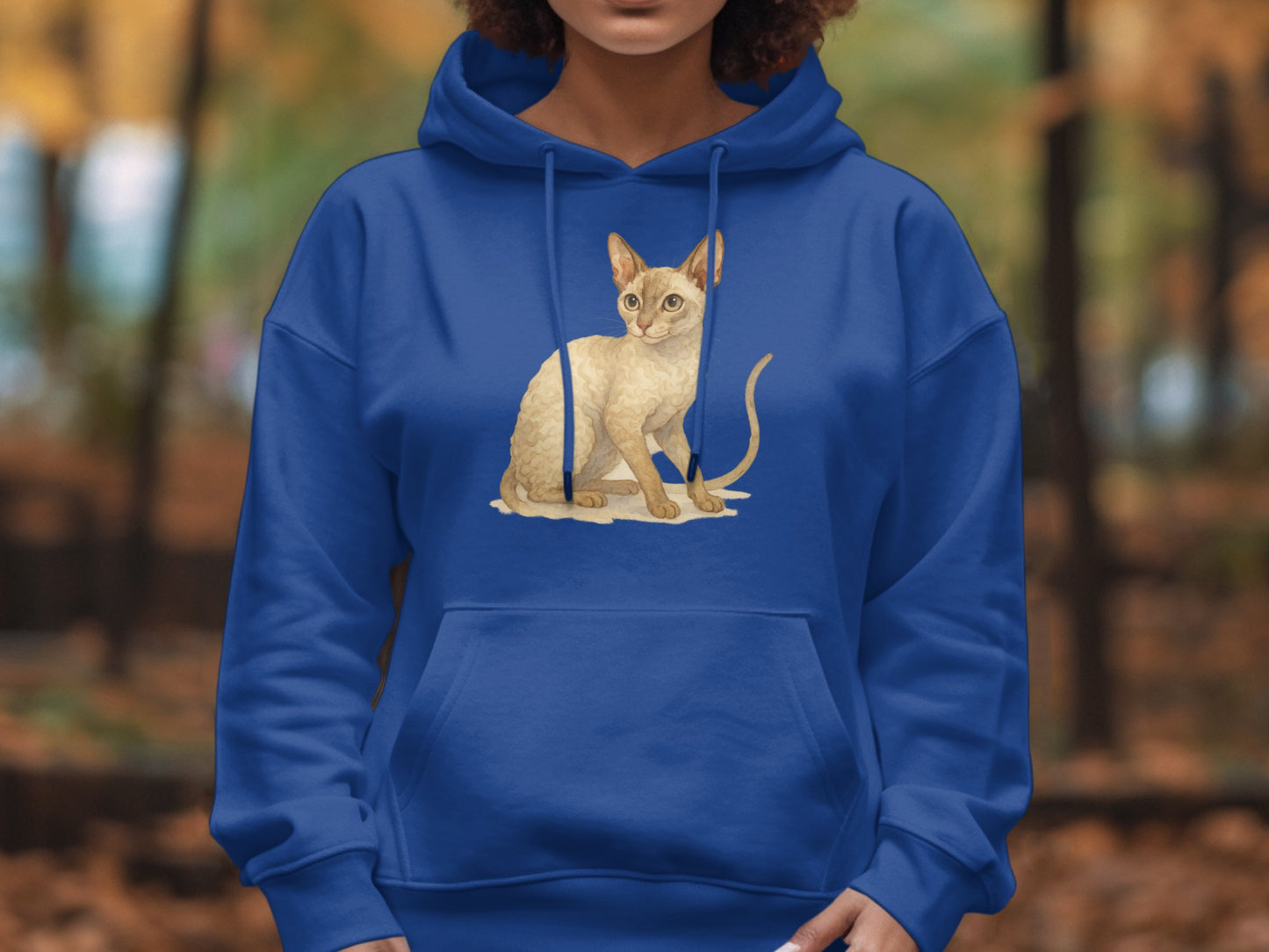 Blue Hoodie with Sitting Cat Graphic product type