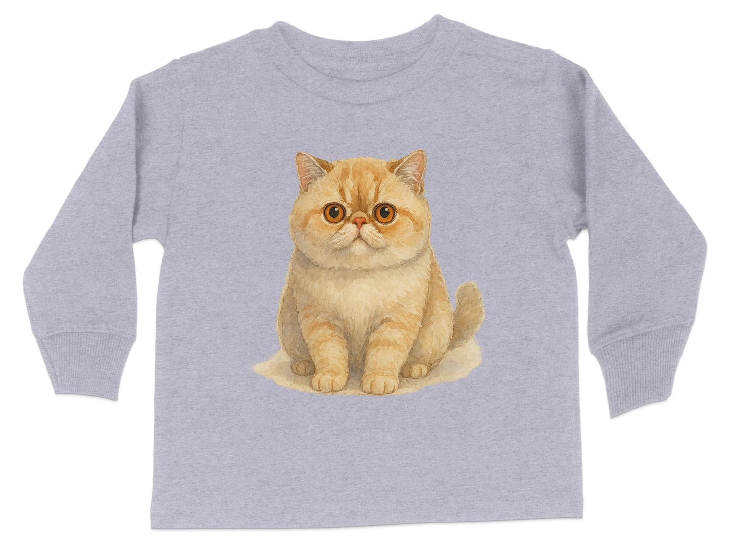 Cute Cat Graphic on Light Gray Kids Long Sleeve product type
