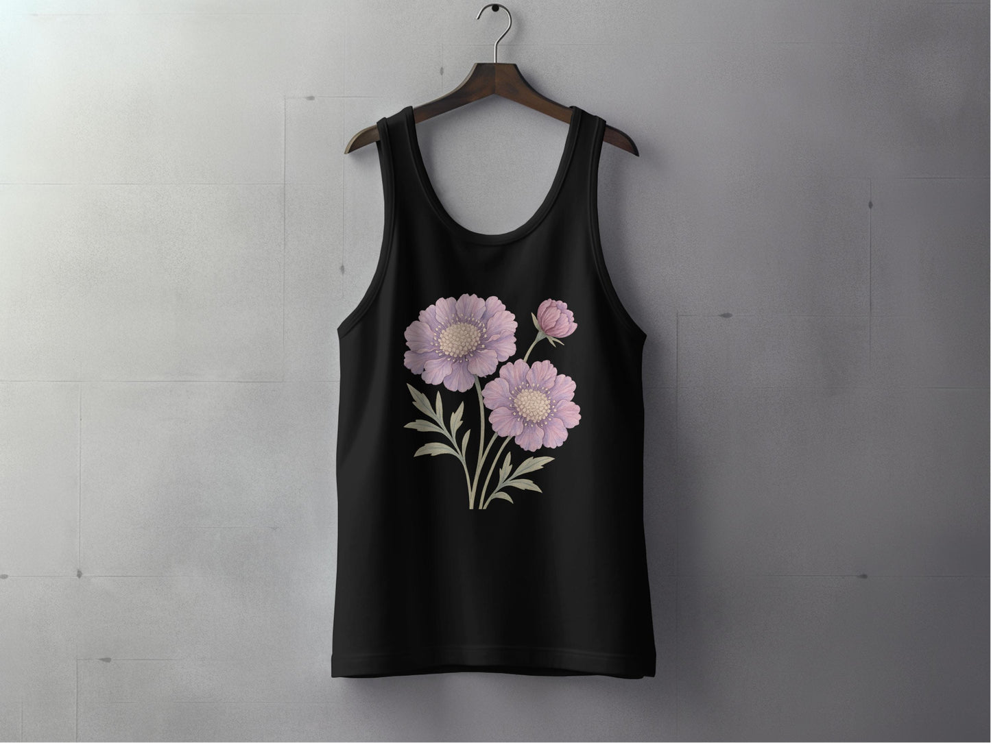 Stylish Floral Print Black Tank Top Product