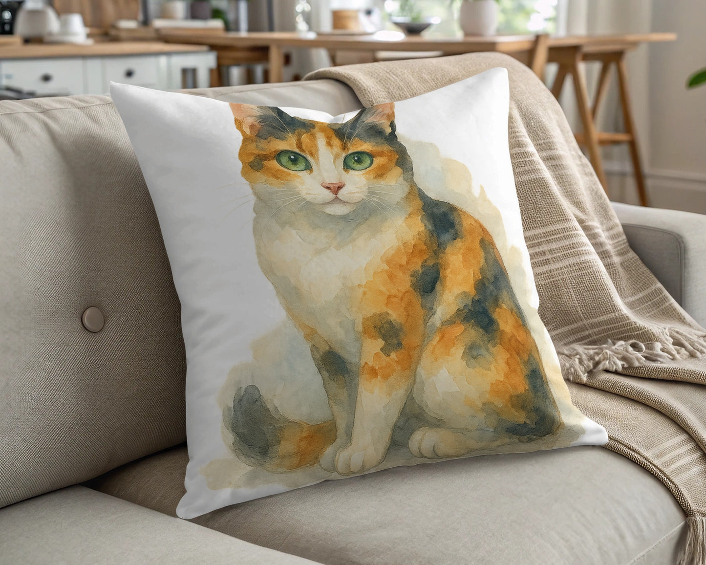 Calico Cat Print Decorative Throw Pillow product