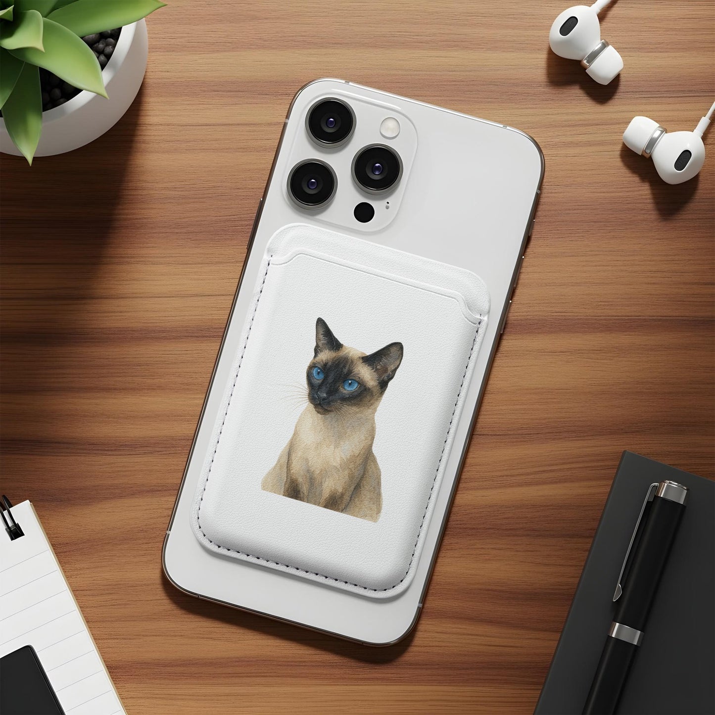 Blue Eyed Siamese Cat White Phone Wallet product