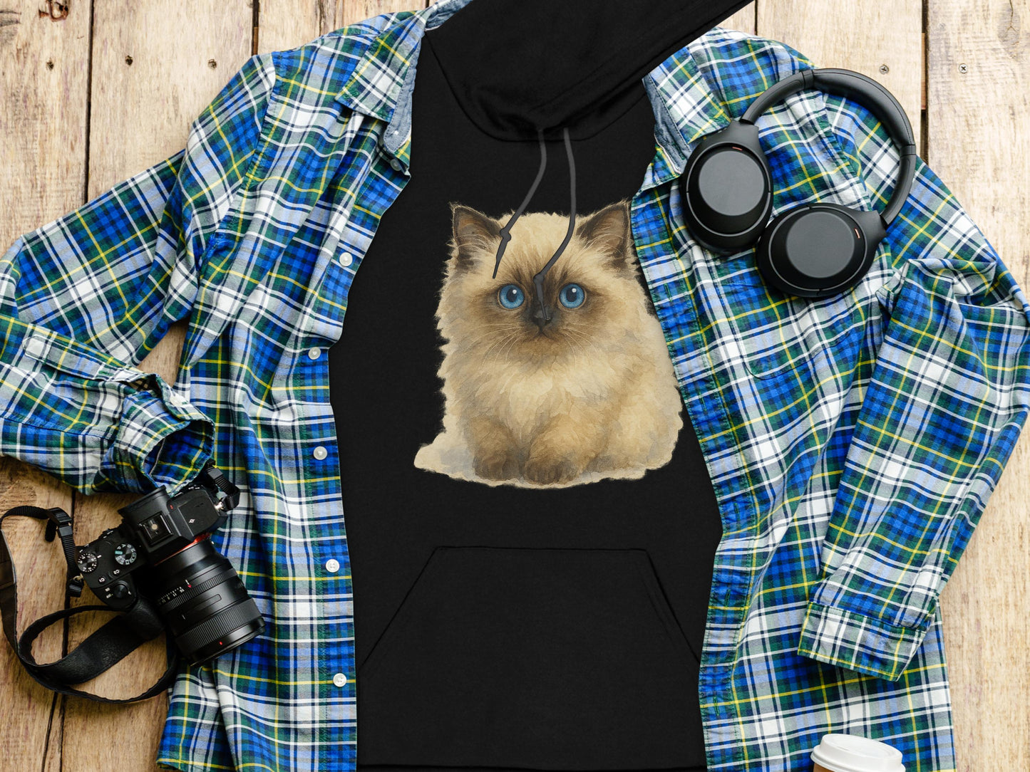 Cute Fluffy Siamese Cat Hoodie for Pet Lovers product type