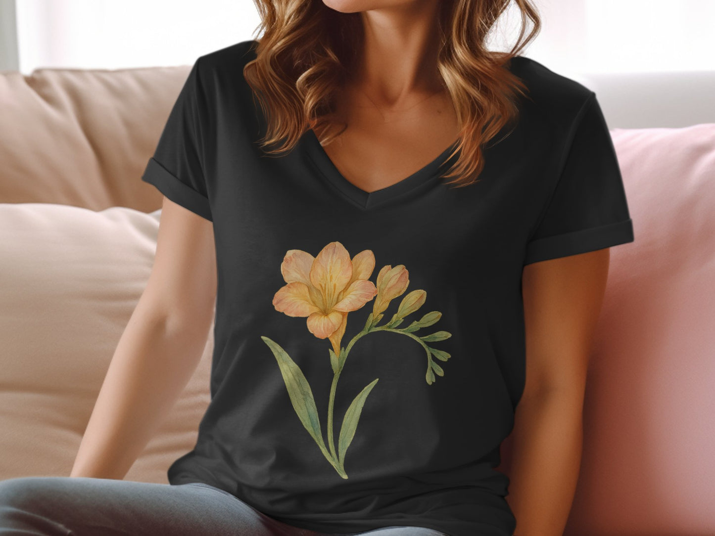 Elegant Floral Print Black Casual Top product