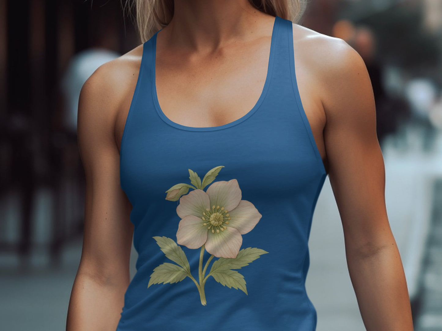 Floral Print Blue Tank Top Women Fashion Product