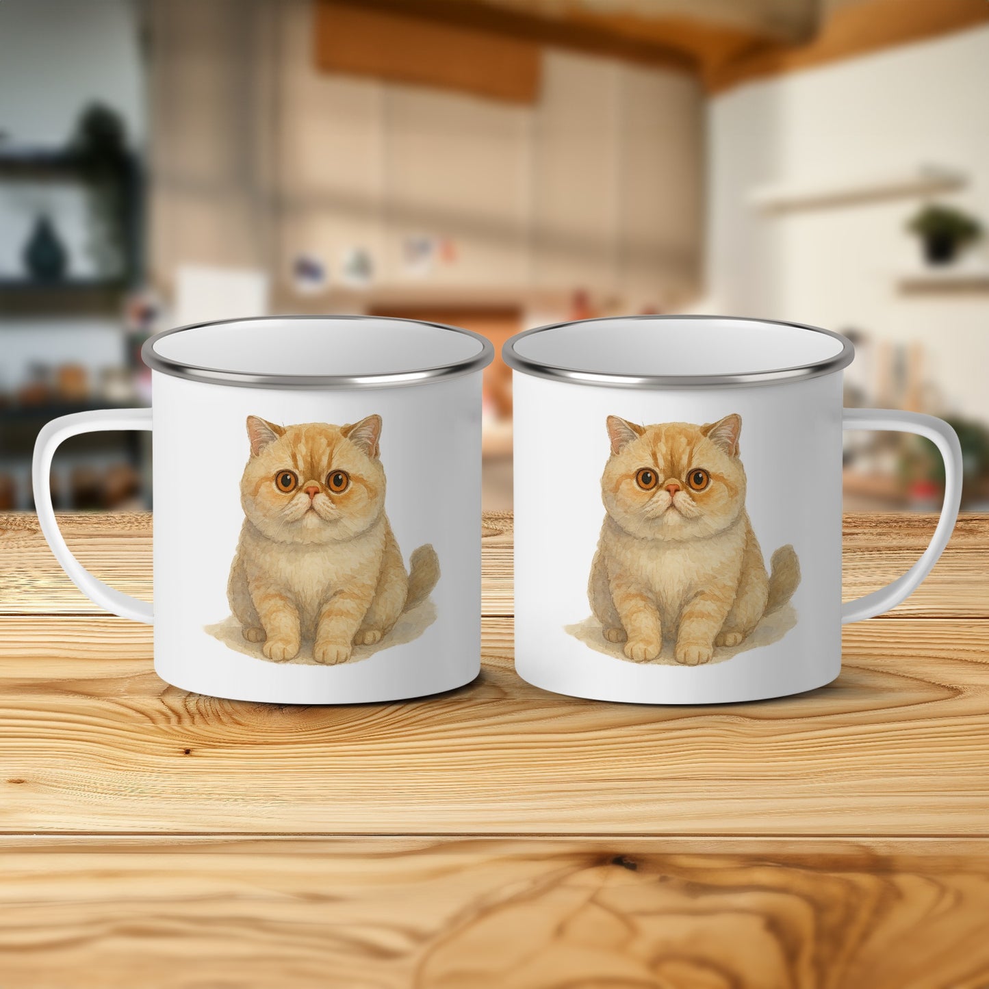 Cute Orange Cat Print Enamel Camping Mug Set product type