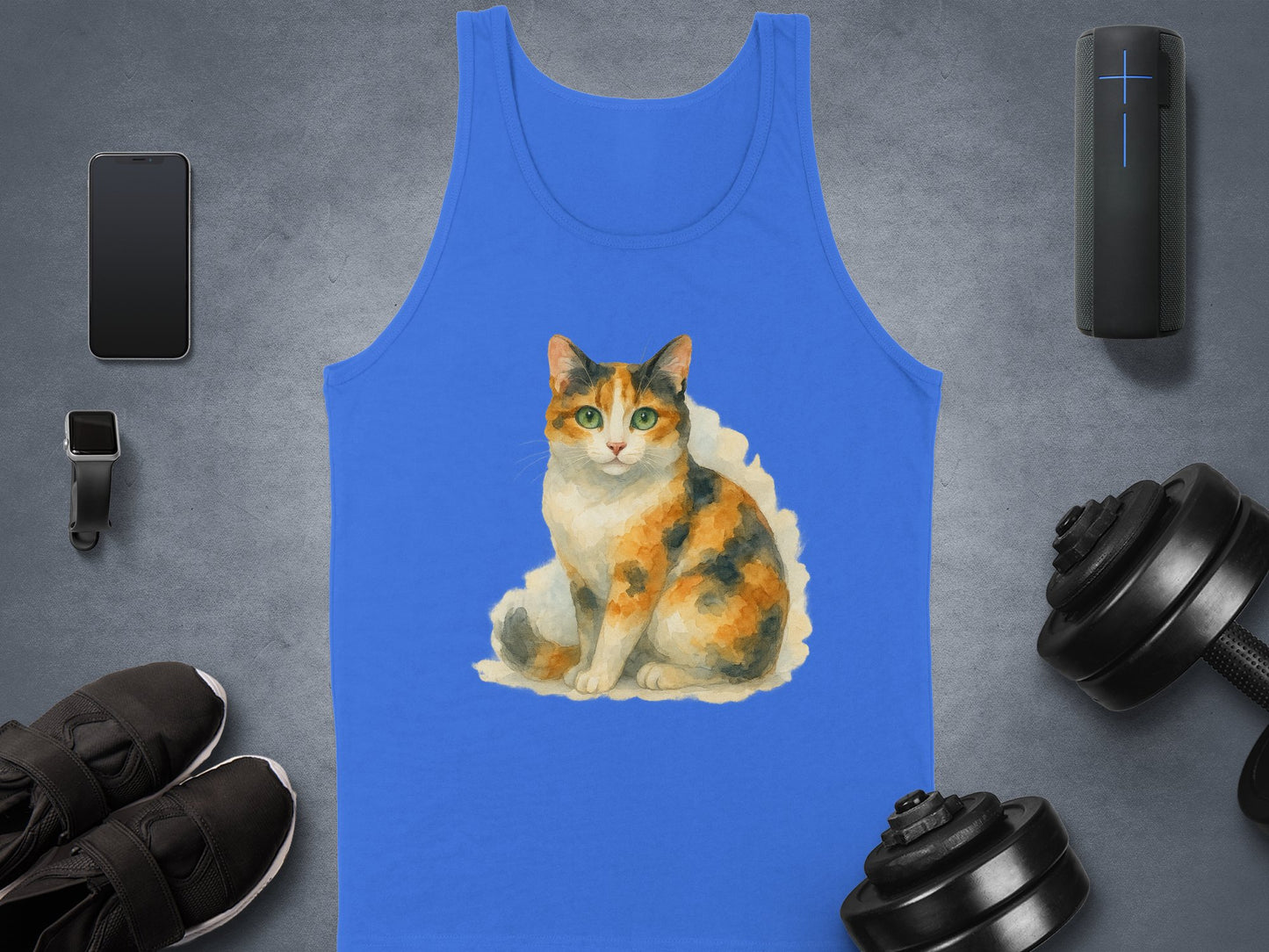 Calico Cat Artwork Blue Racerback Tank product