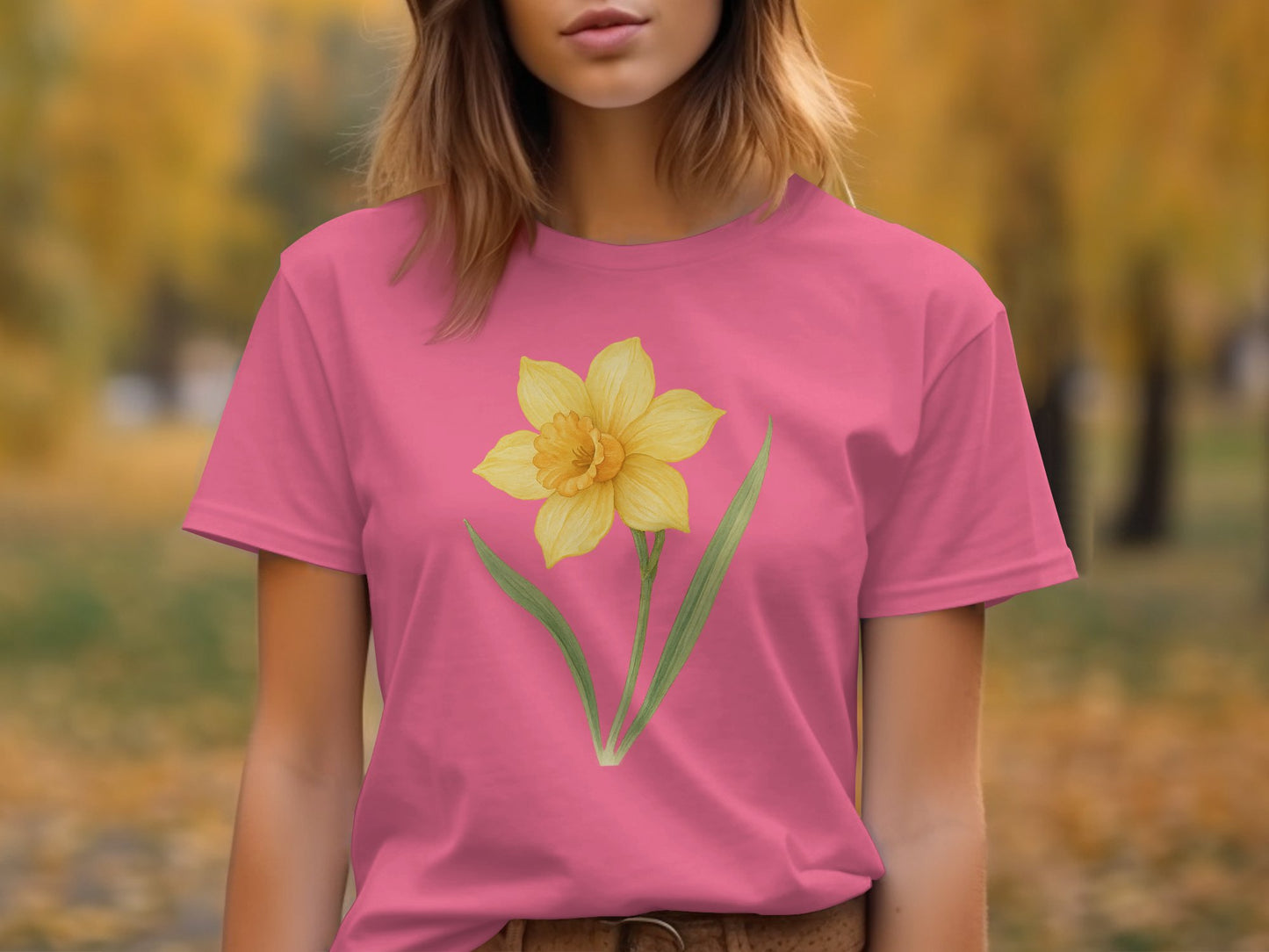 Daffodil Flower Graphic Design Pink T-shirt product type