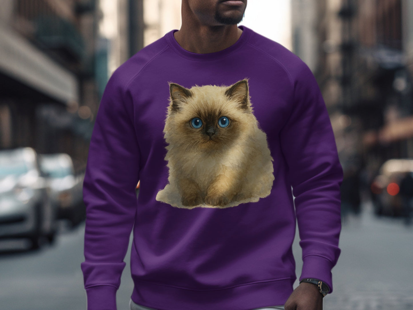 Cute Cat Design on Purple Sweatshirt product type