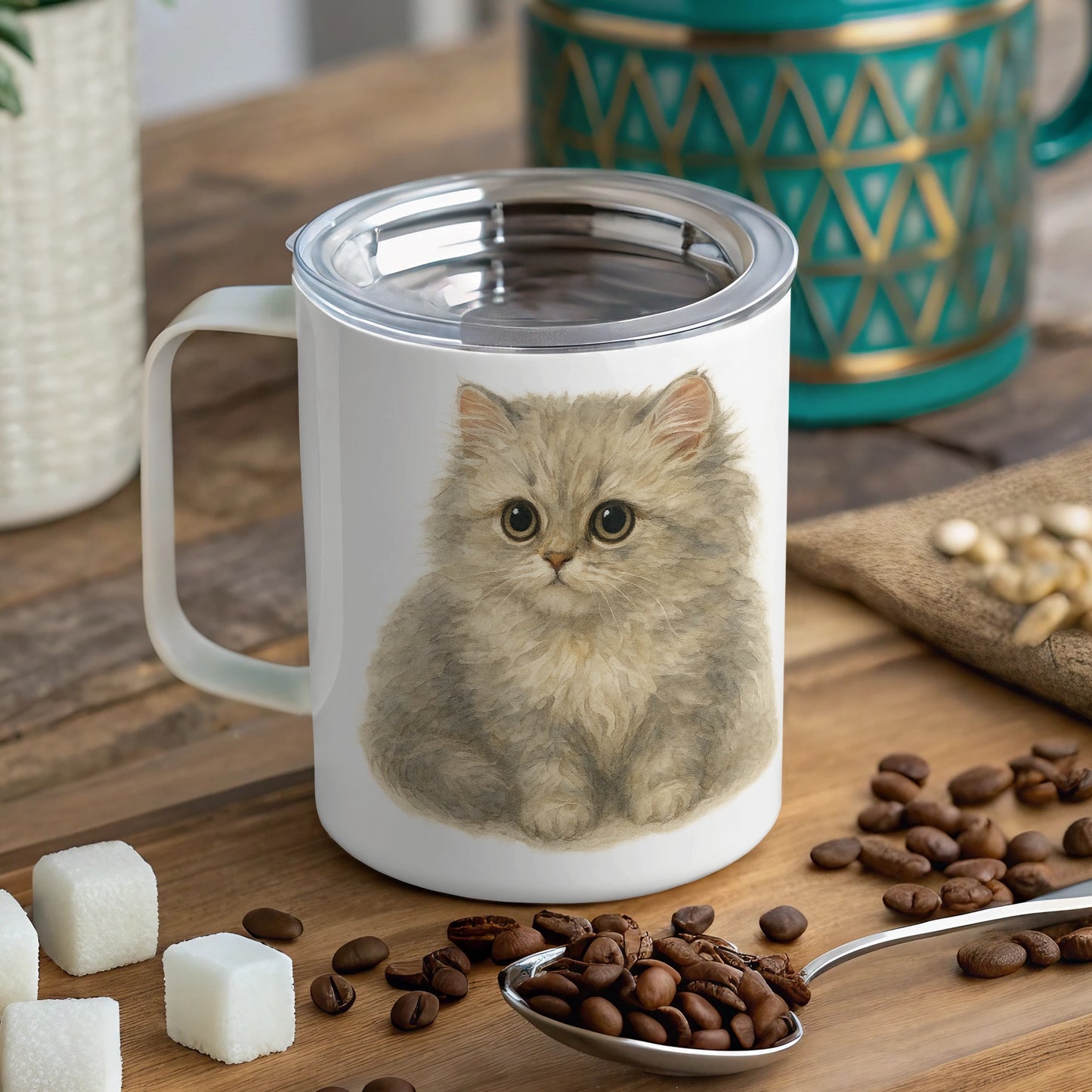 Adorable Kitten Illustration Coffee Mug Product