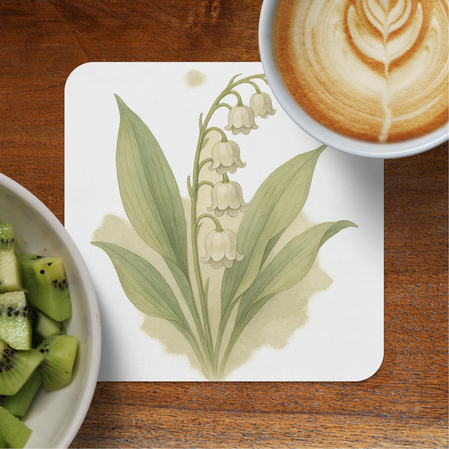 Floral Lily of the Valley Botanical Art Coaster product