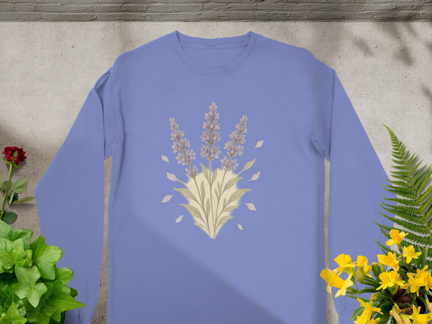 Lavender Flower Design Long Sleeve Shirt product
