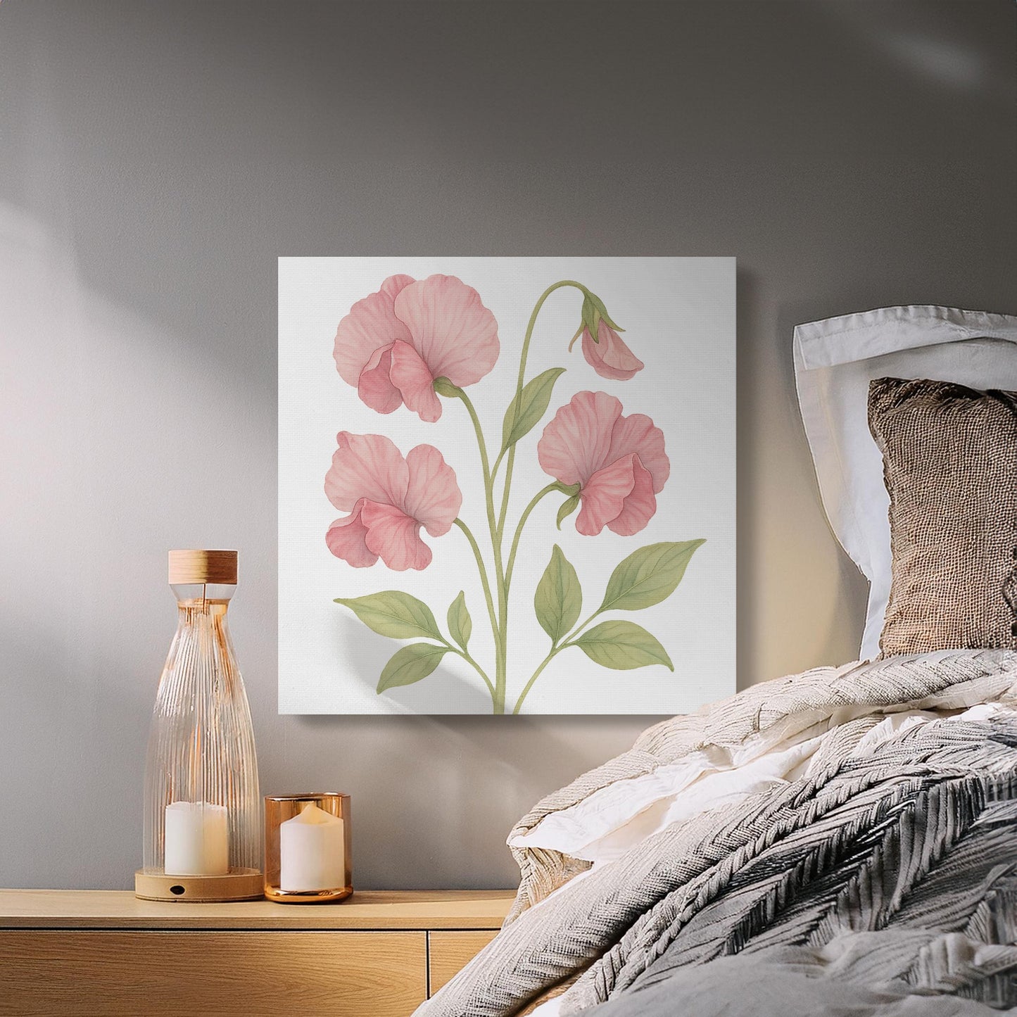 Delicate Pink Floral Botanical Art Print Home Décor product