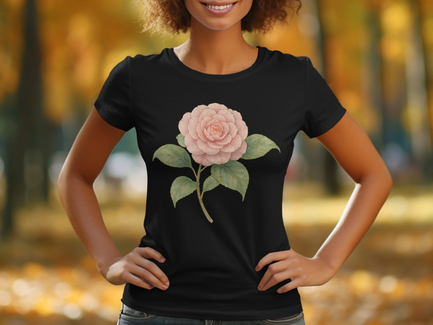 Beautiful Floral Design Black T-shirt product