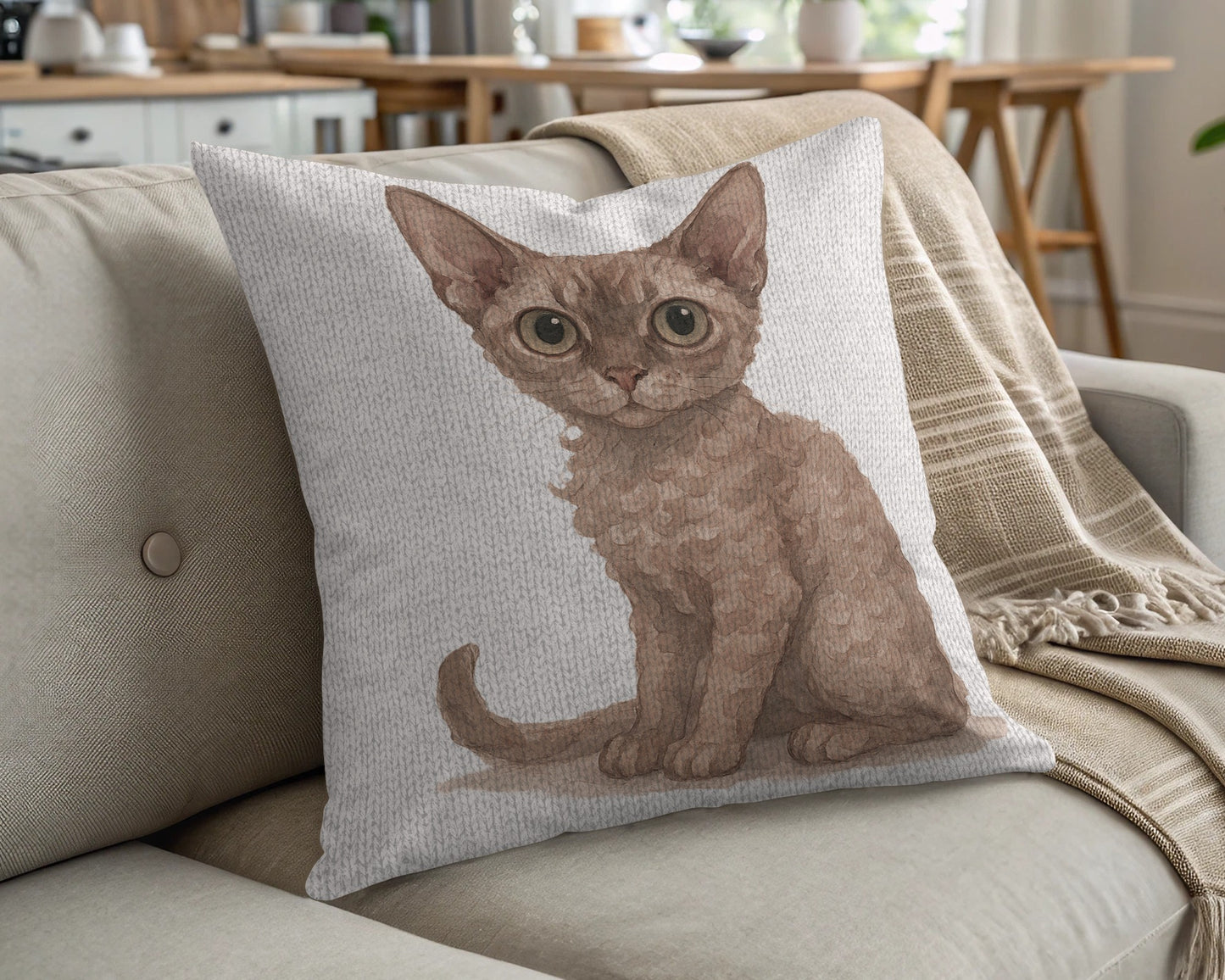 Cute Cat Illustration on Decorative Pillow product type
