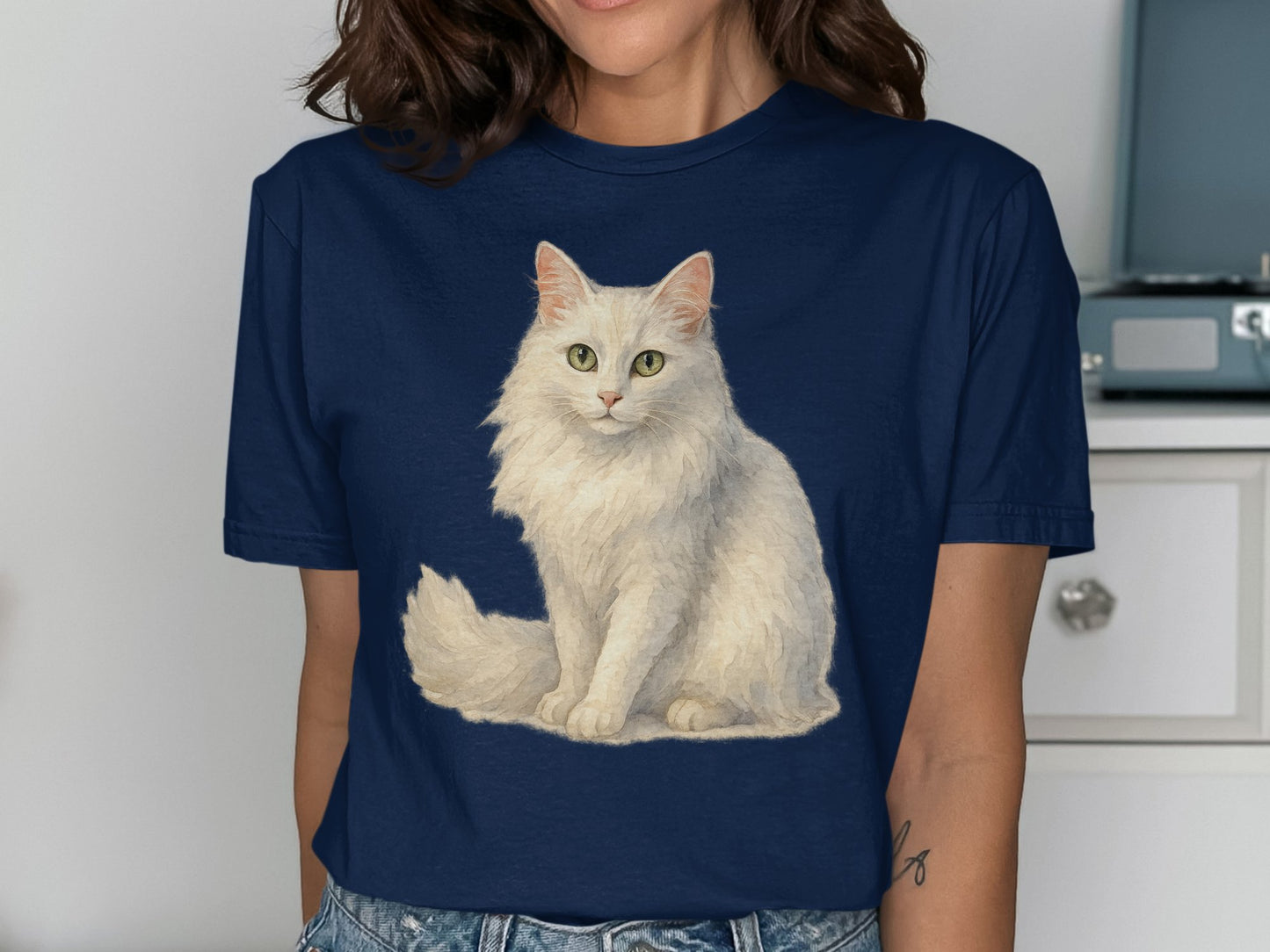 Beautiful White Cat Print Women's T-Shirt product type