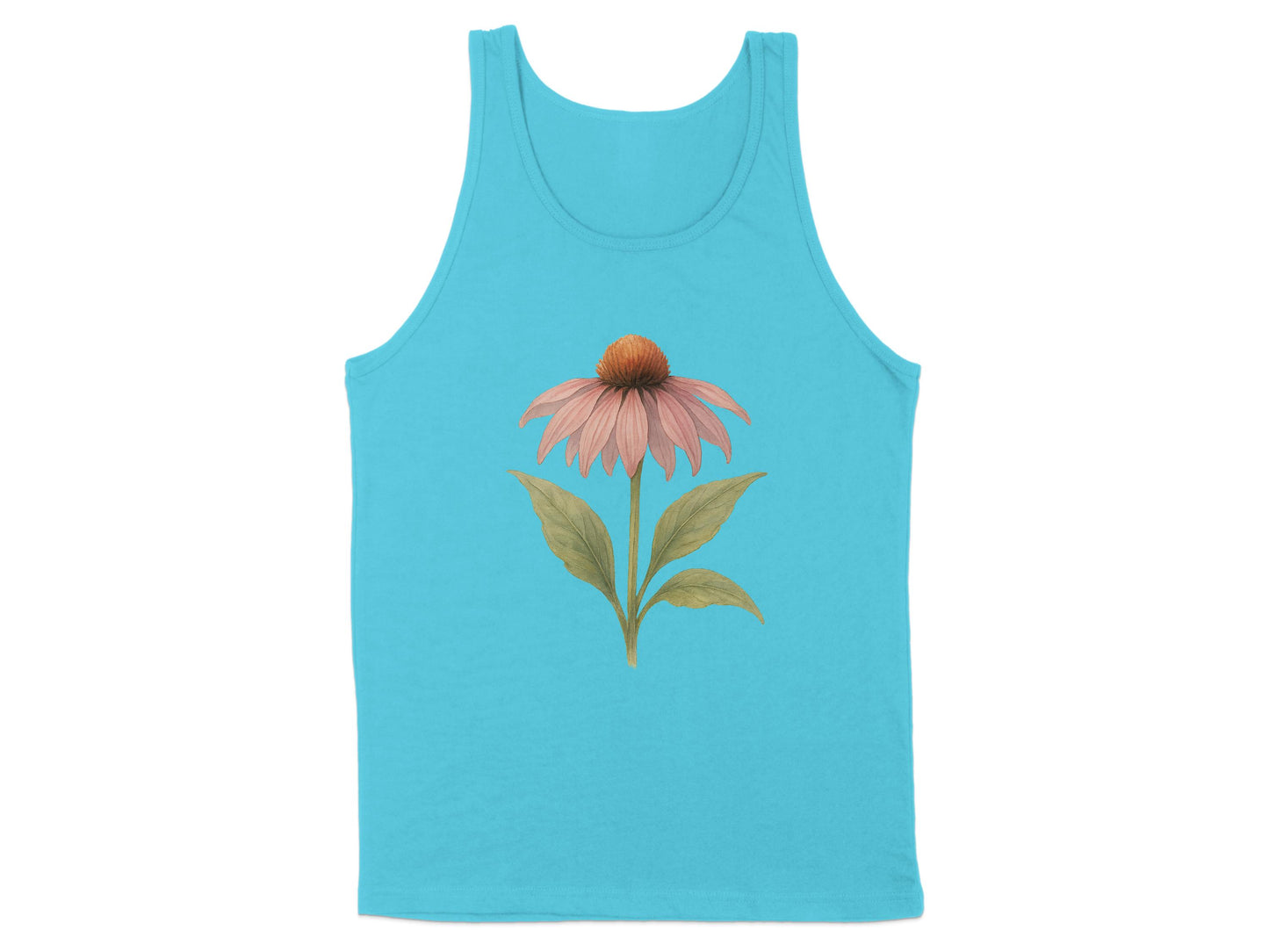 Vibrant Floral Design on Light Blue Tank Top product type