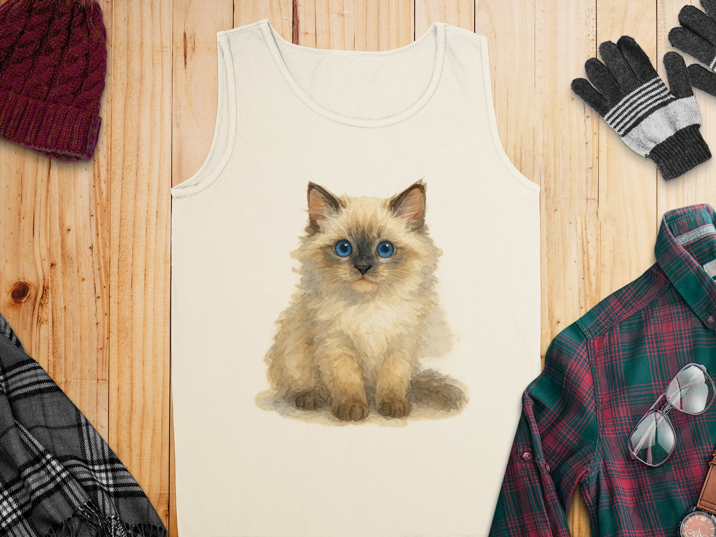 Adorable Fluffy Kitten Print Tank Top product type