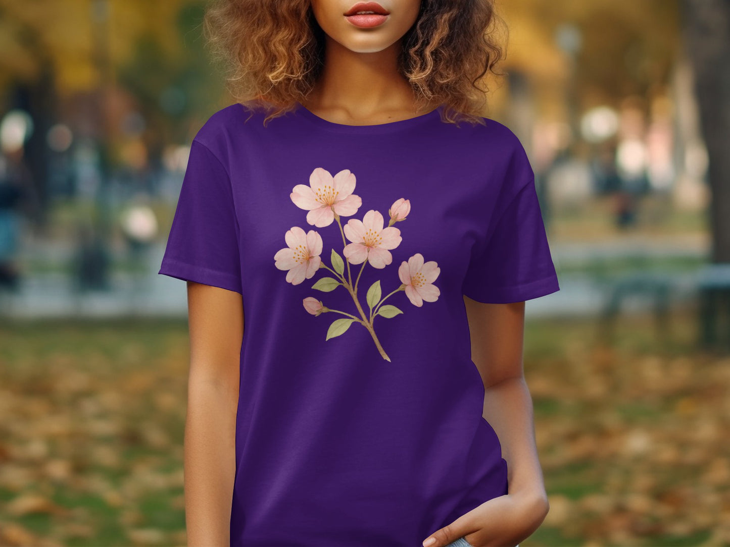 Beautiful Purple T-shirt with Floral Design shirt product