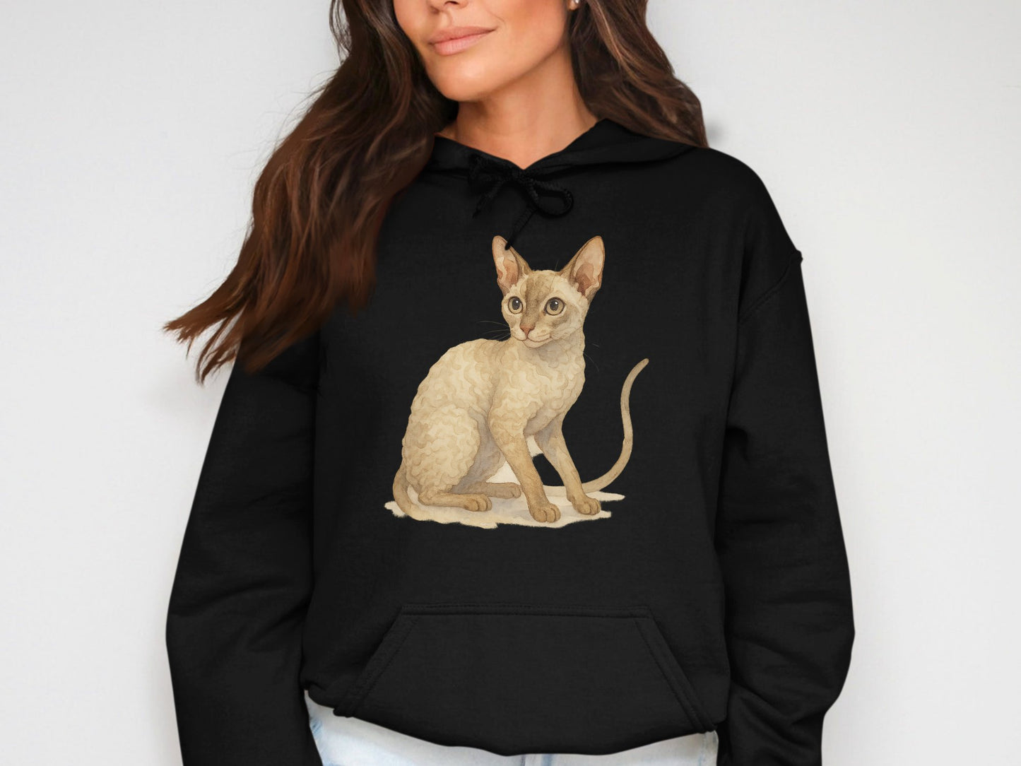 Cute Cat Design on Black Hoodie product type