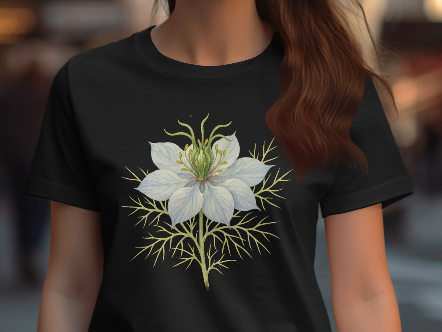 Beautiful Floral Design Black Short Sleeve T-shirt product