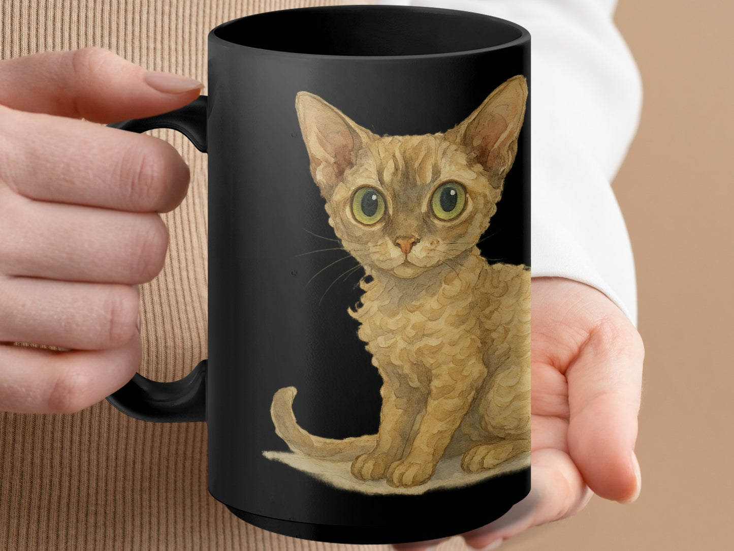 Cute Little Cat Art Black Coffee Mug product type