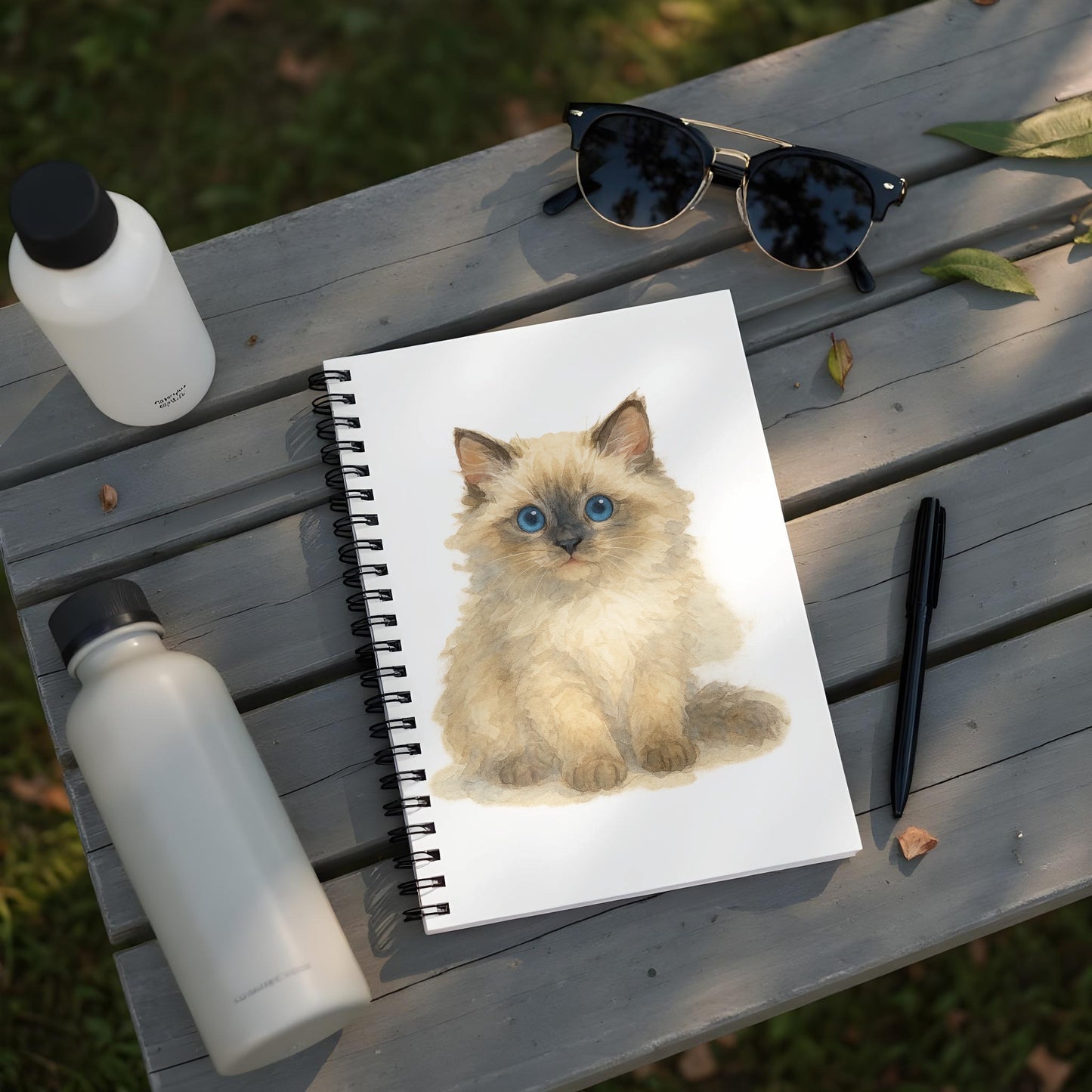 Cute Blue Eyed Cat Art Spiral Notebook product