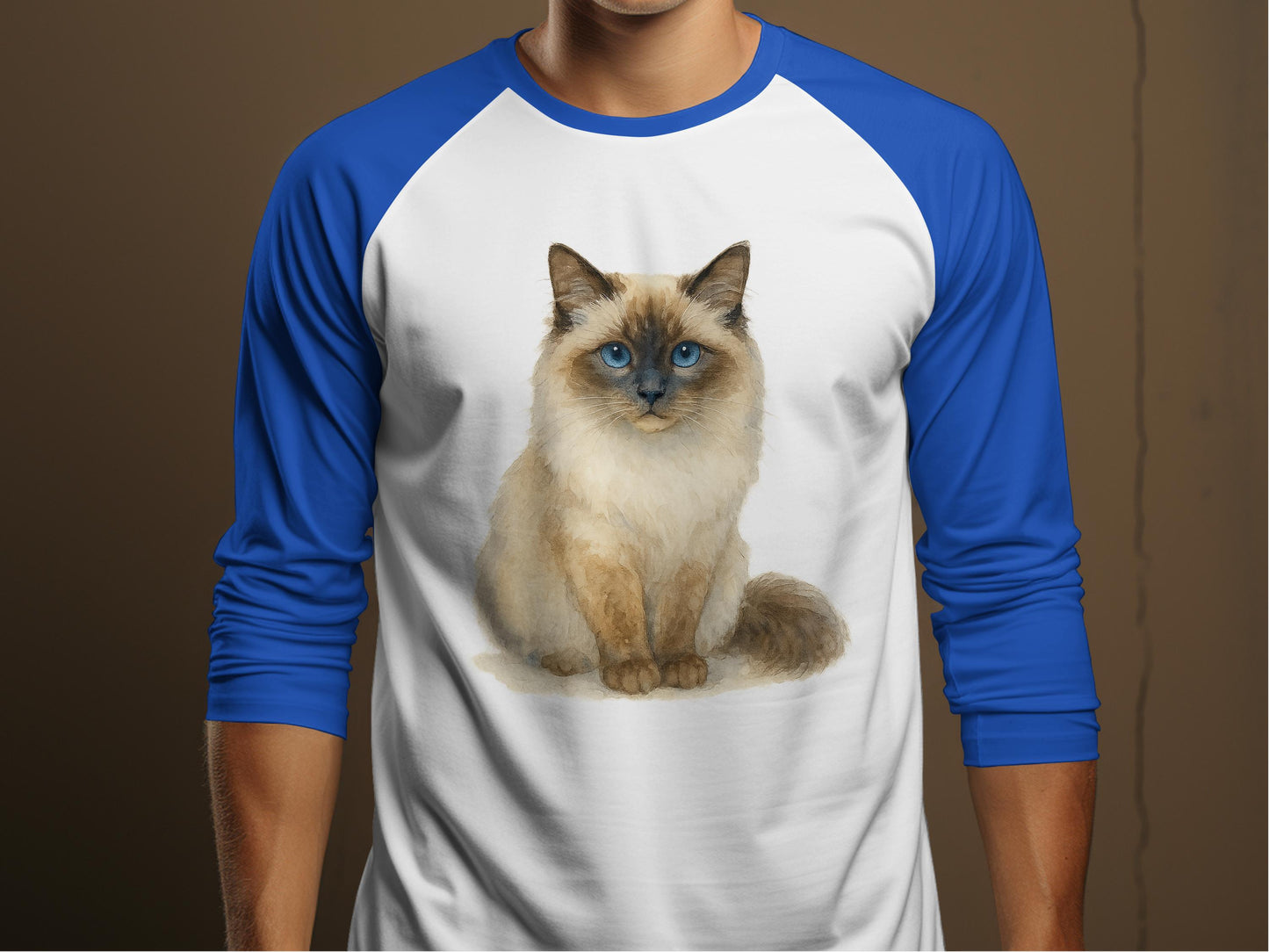 Blue Eyed Cat Print Athletic Long Sleeve Shirt product type