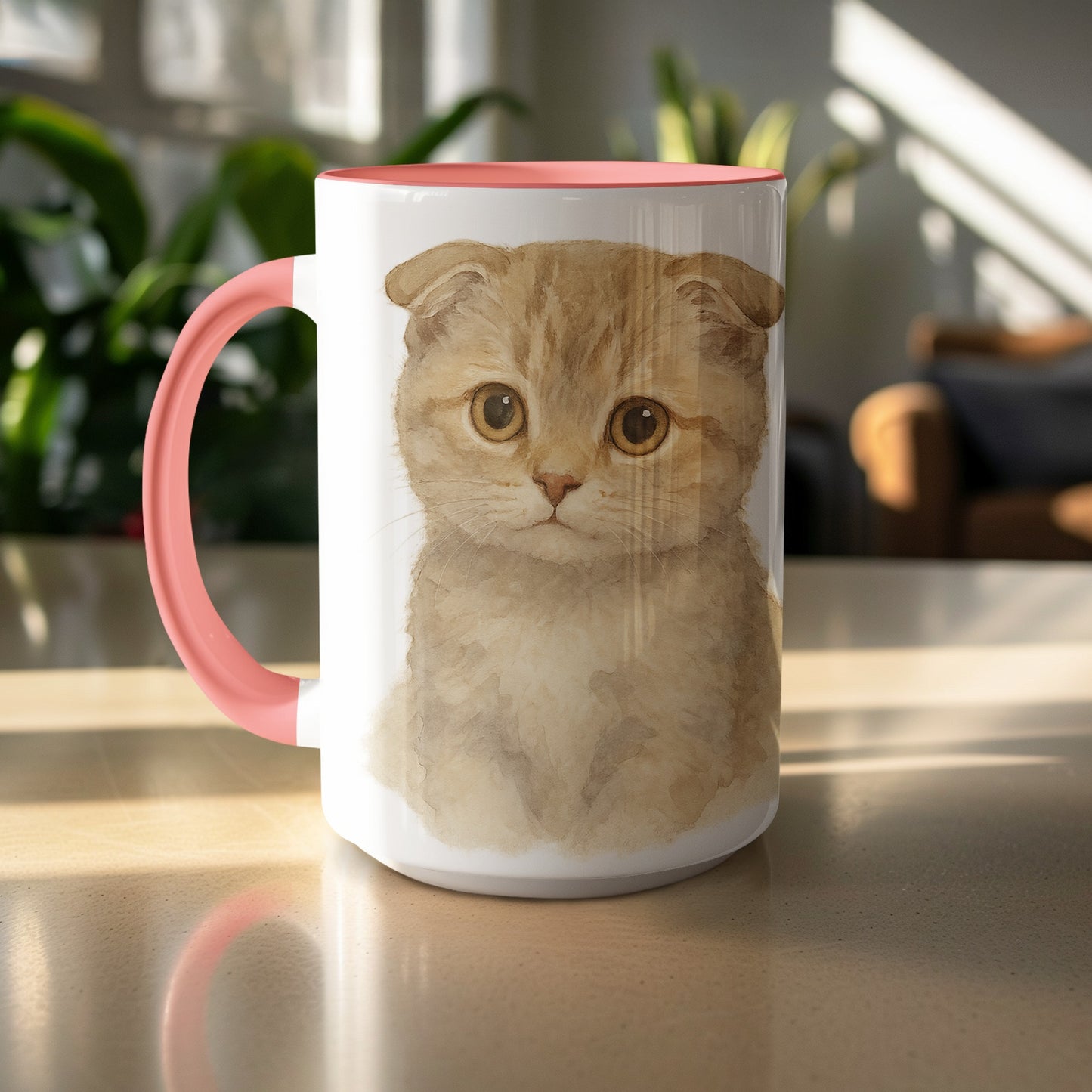 Cute Kitten with Pink Inside Handle Mug product