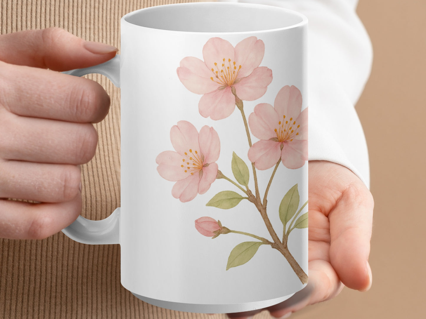 Pink Blossom Artistic White Coffee Mug product
