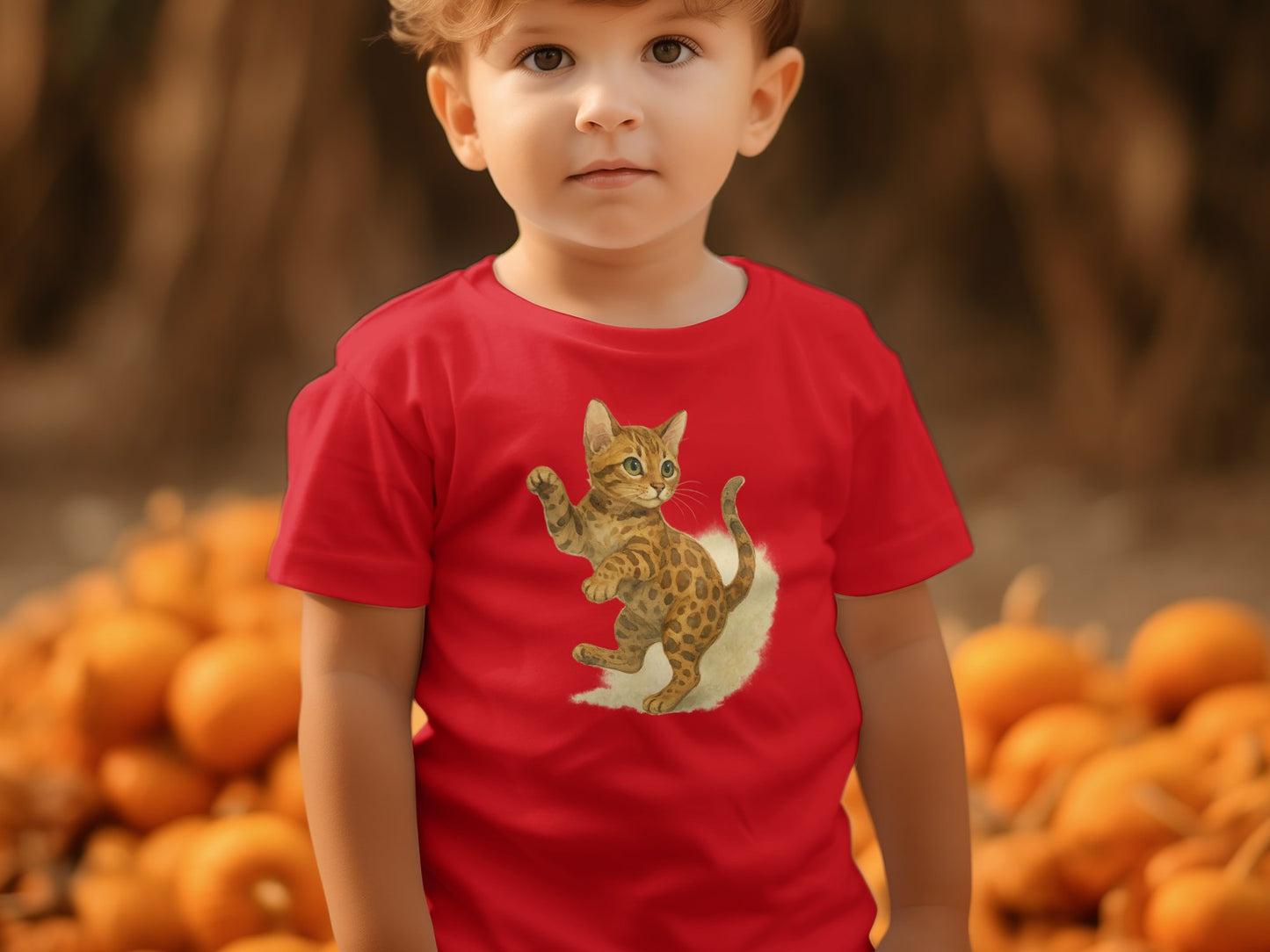 Cute Cat Design Red Toddler T-Shirt product type