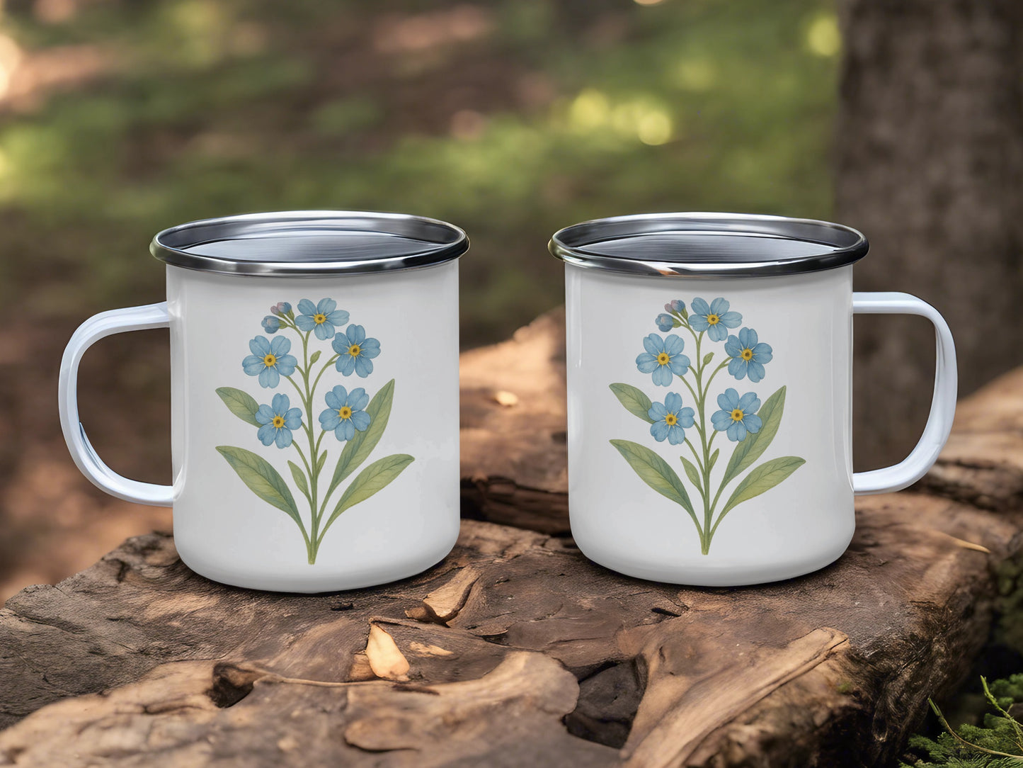 Enamel Mug with Blue Floral Design Durable Product