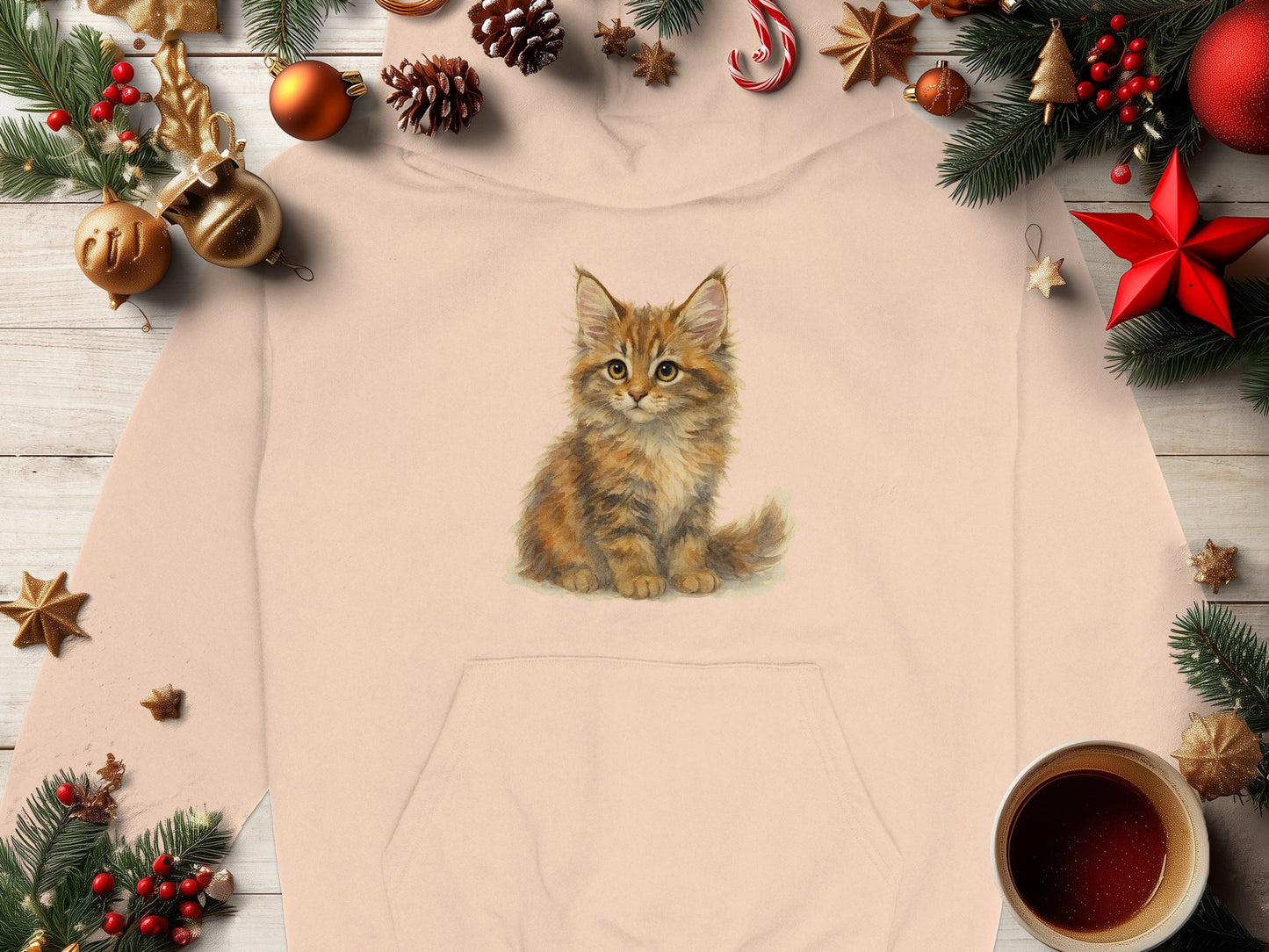 Cute Kitten Christmas Festive Design Hoodie product