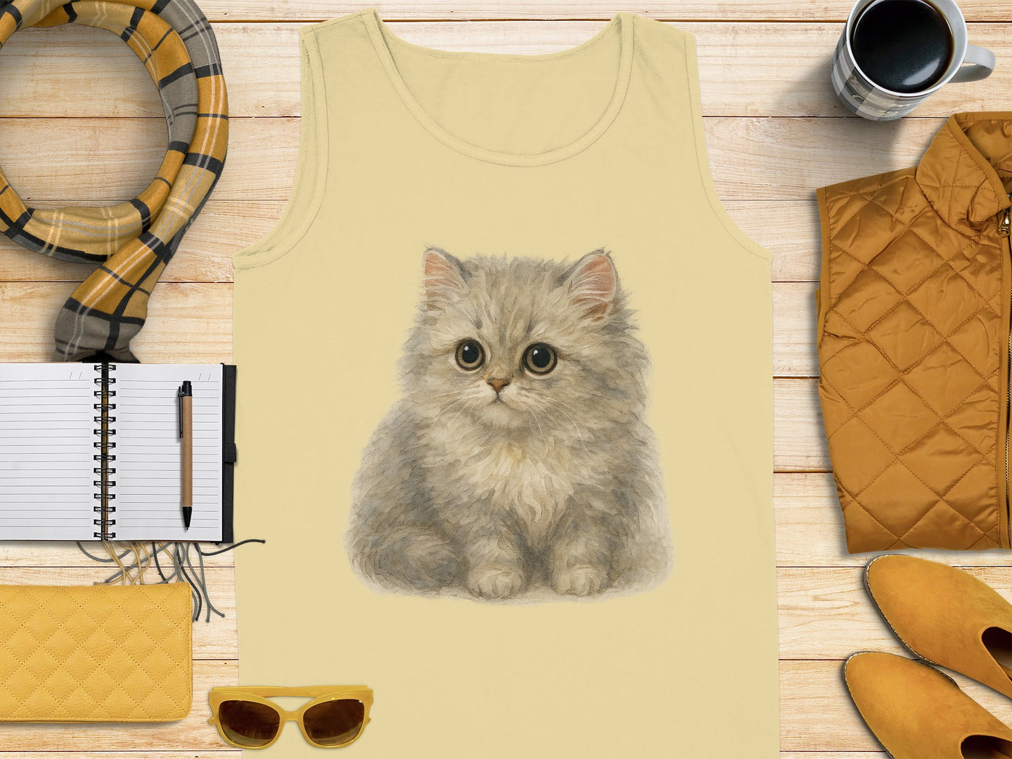Cute Fluffy Kitten Print Sleeveless Top product