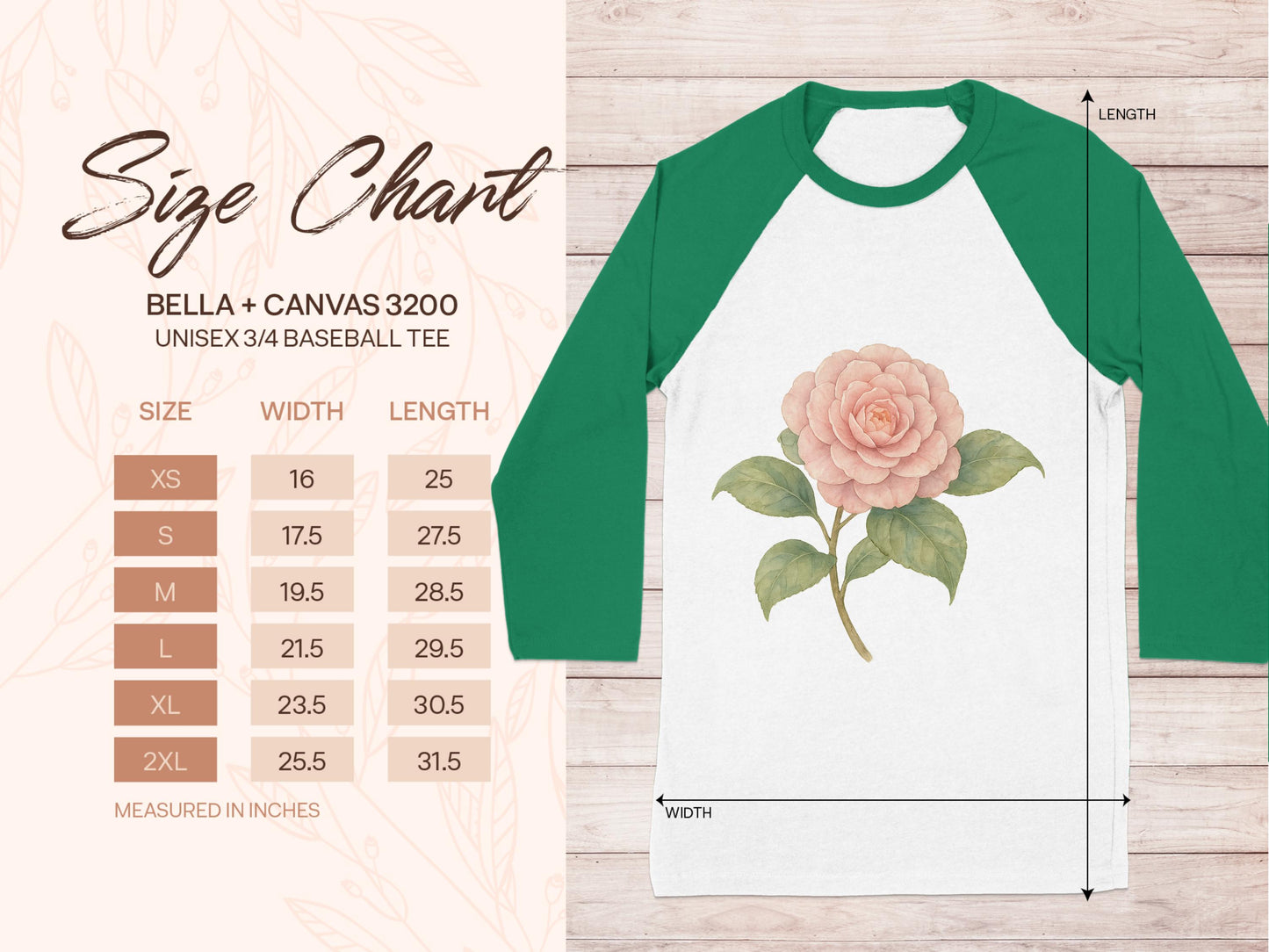 Floral Graphic Unisex 3/4 Sleeve Baseball Tee product