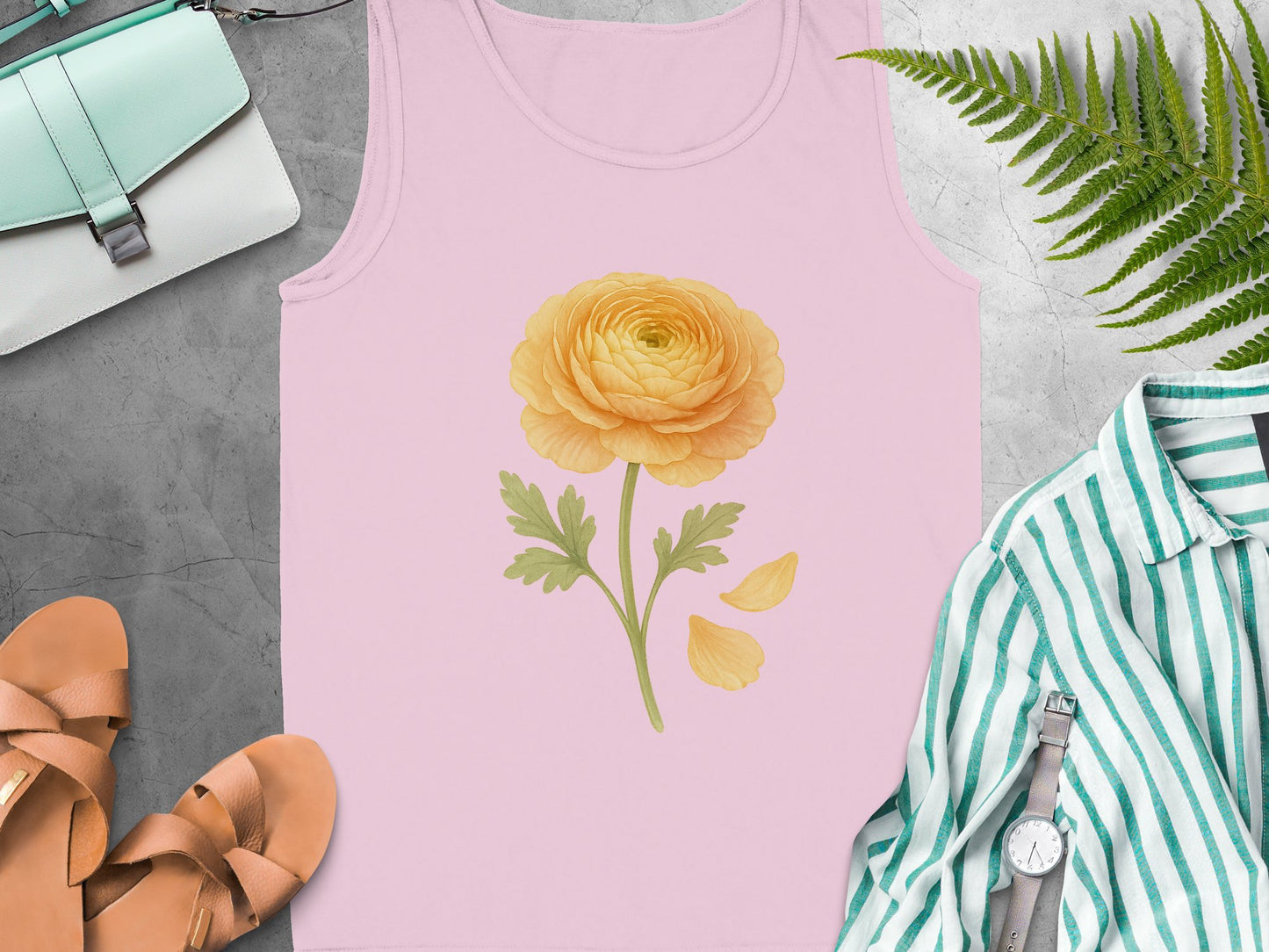 Floral Graphic Pink Tank Top Stylish Sleeveless Shirt product