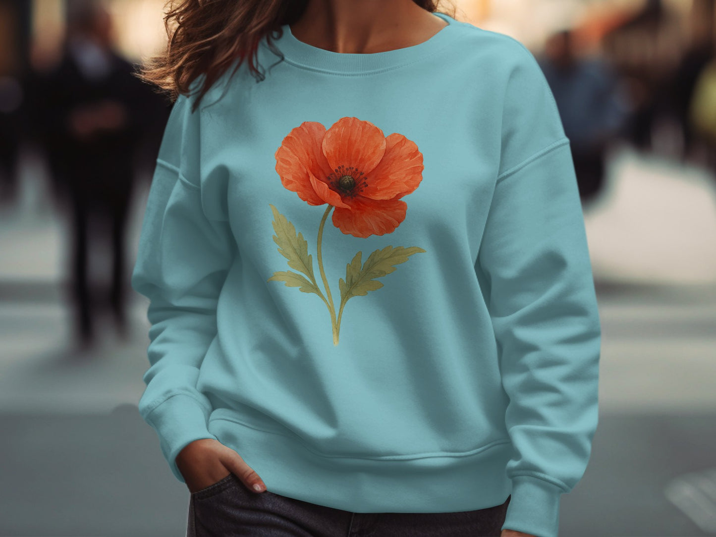 Vibrant Red Poppy Graphic Sweatshirt Comfortable product