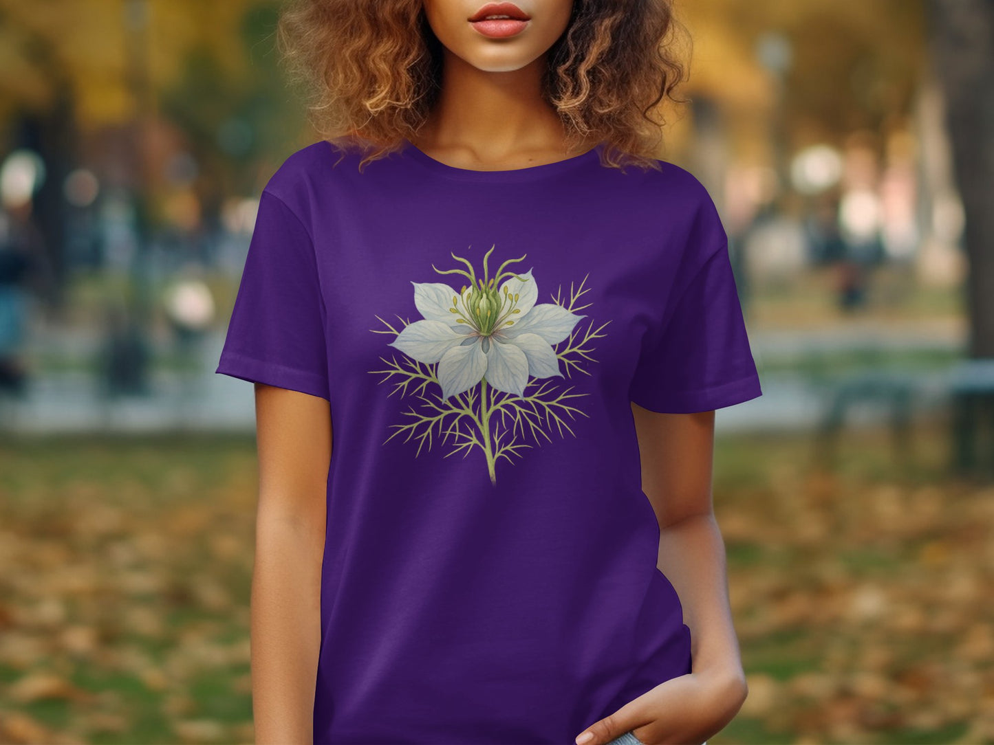 Stylish Purple Tee with Unique Floral Design product type