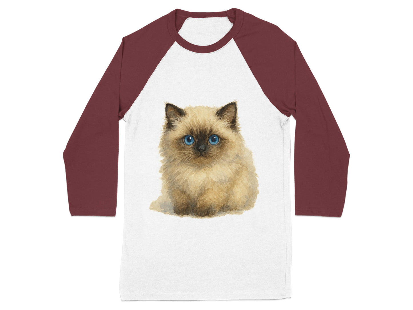 Adorable Fluffy Kitten Design on Baseball Tee product type