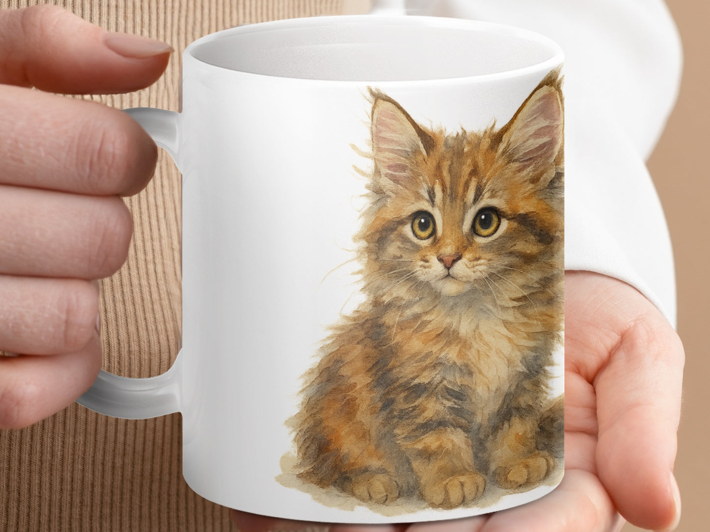 Adorable Kitten Artwork Printed on White Mug product