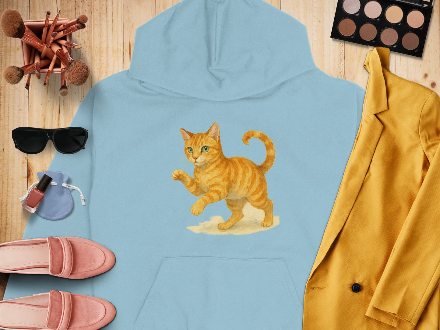 Adorable Orange Cat Illustration on Hoodie product