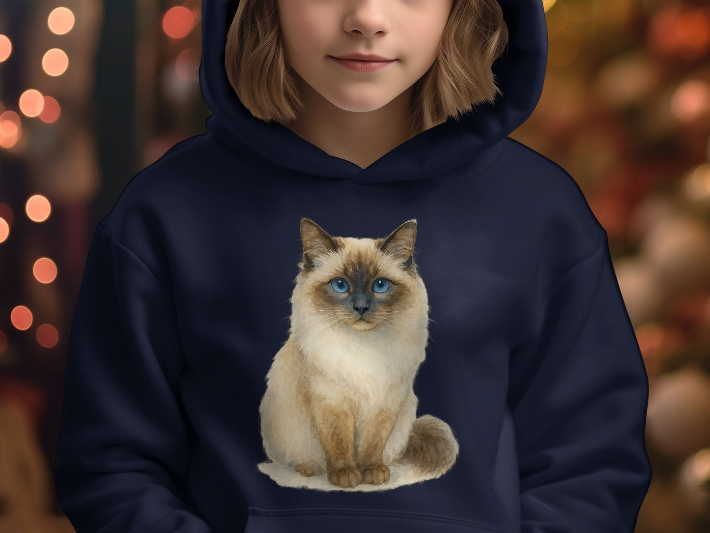 Adorable Blue Eyed Cat Print on Hoodie fashion product