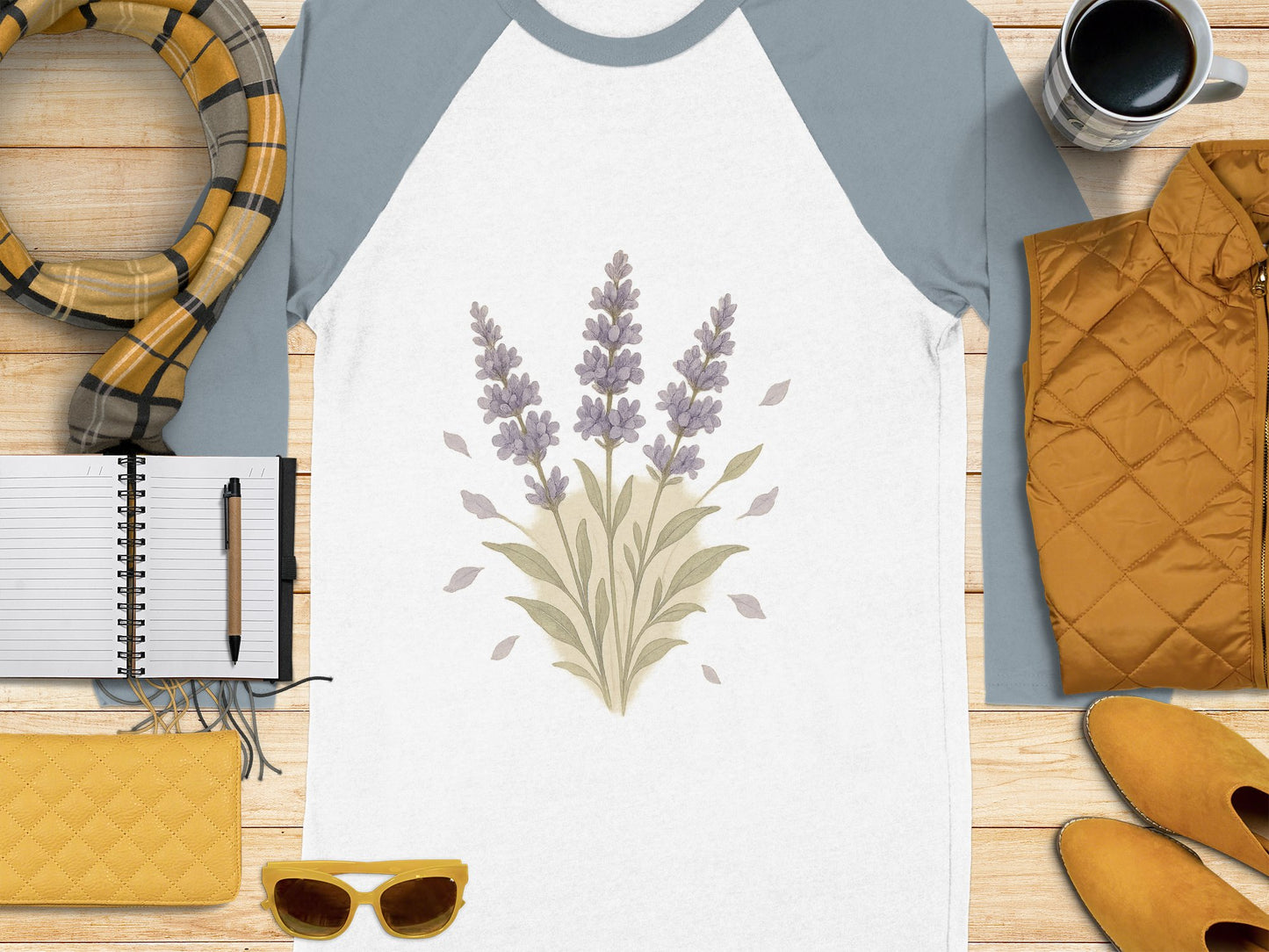 Lavender Floral Design Raglan Unisex Shirt product