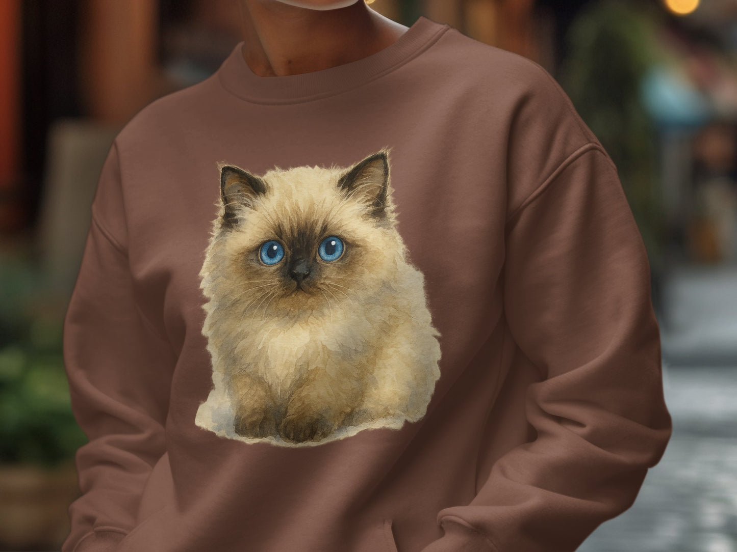 Cute Blue-Eyed Kitten Print Sweatshirt product
