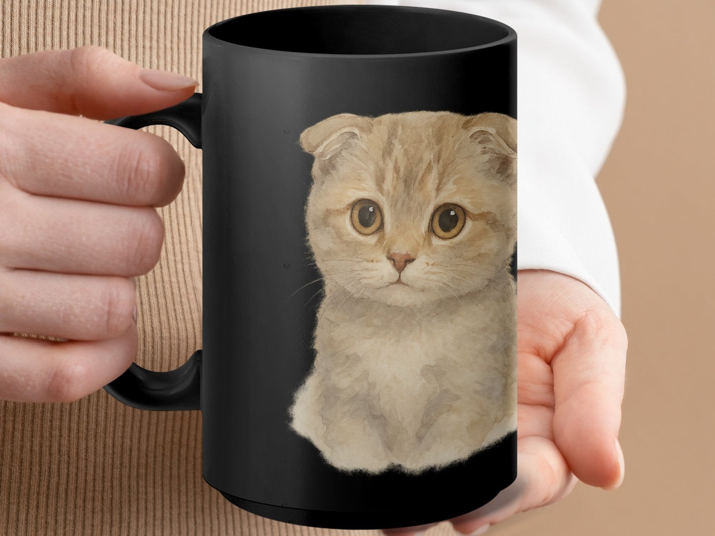 Cute Scottish Fold Kitten Design Mug coffee product
