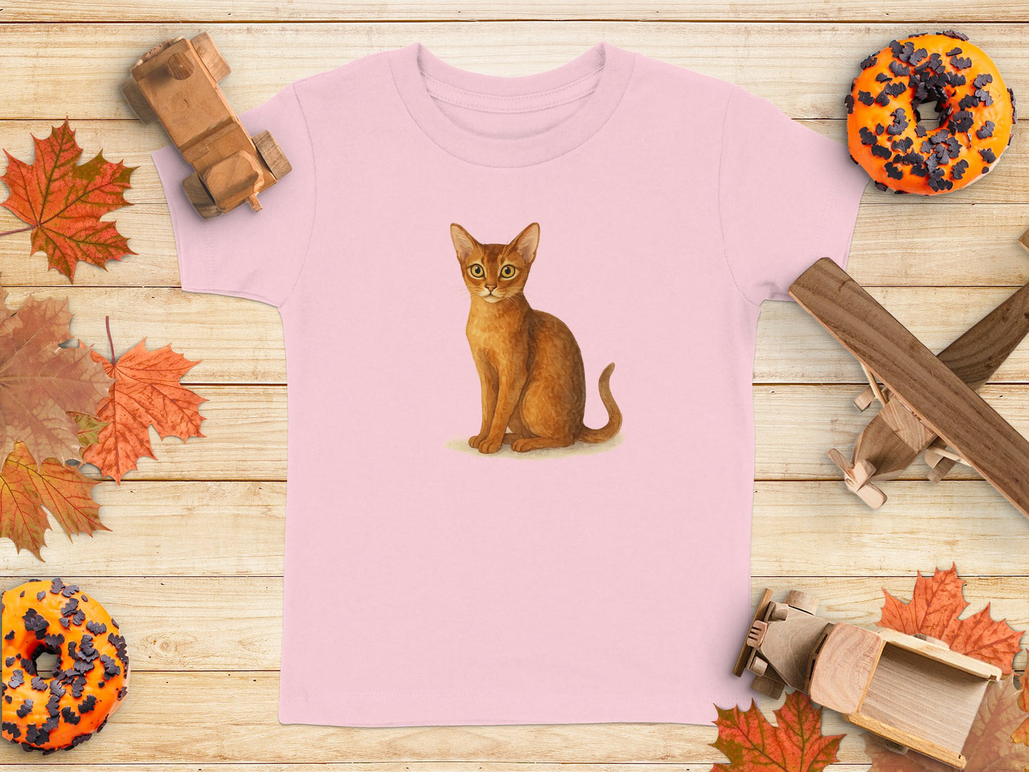 Cute Cat Graphic on Pink Background T-Shirt product type