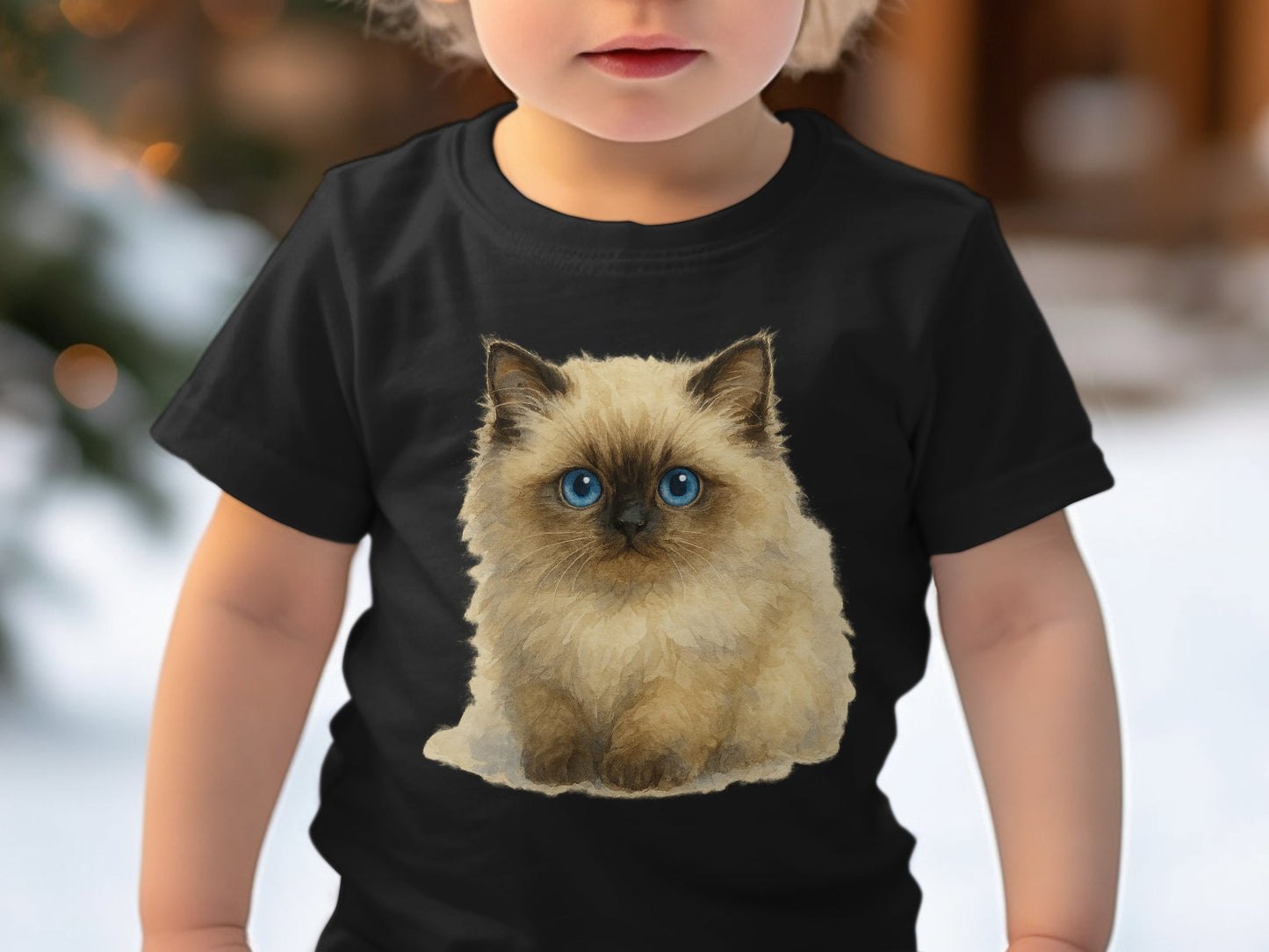 Cute Blue Eyed Fluffy Cat Graphic Design T-Shirt product type