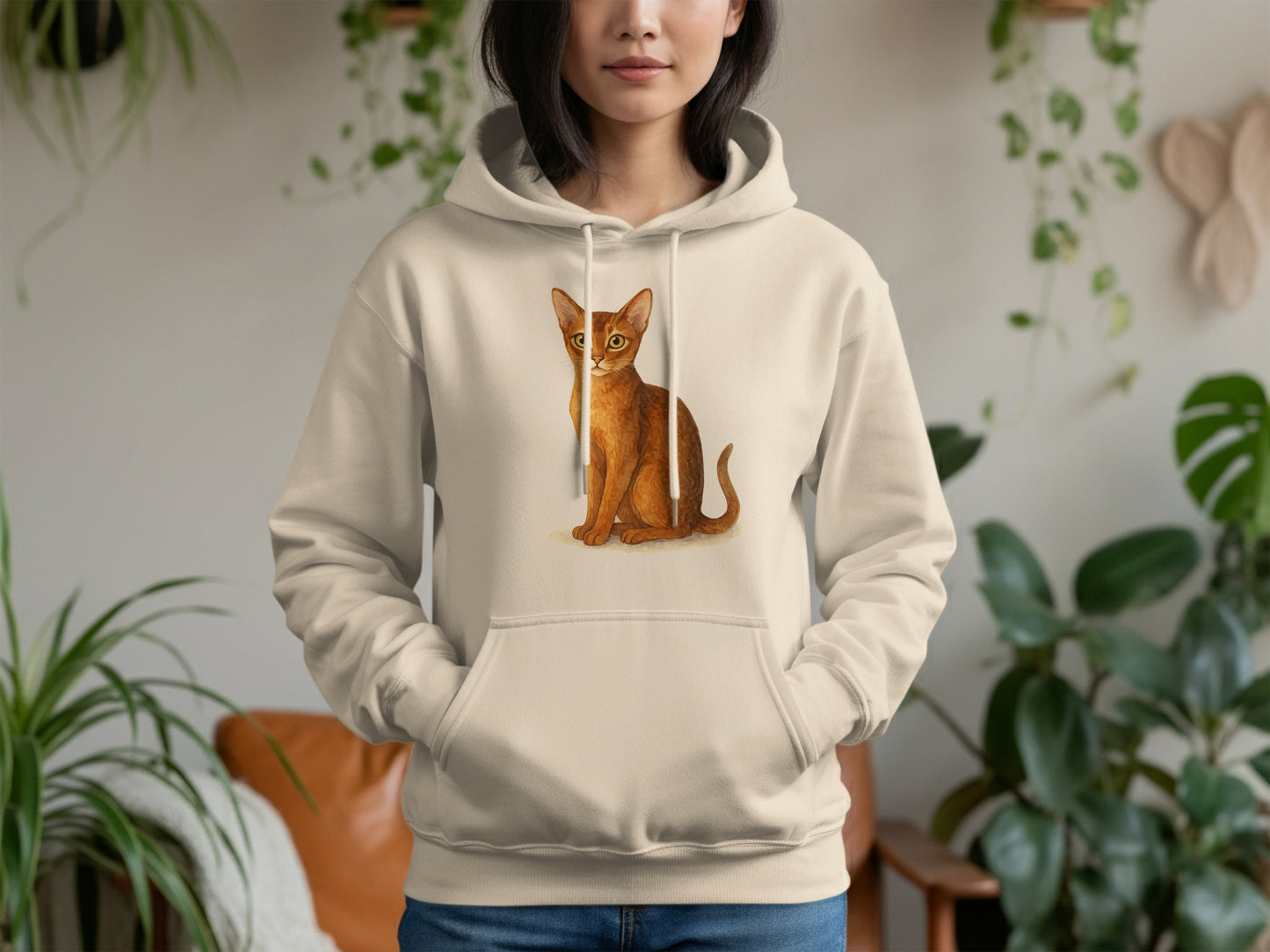 Adorable Sitting Cat Design Casual Wear Hoodie product