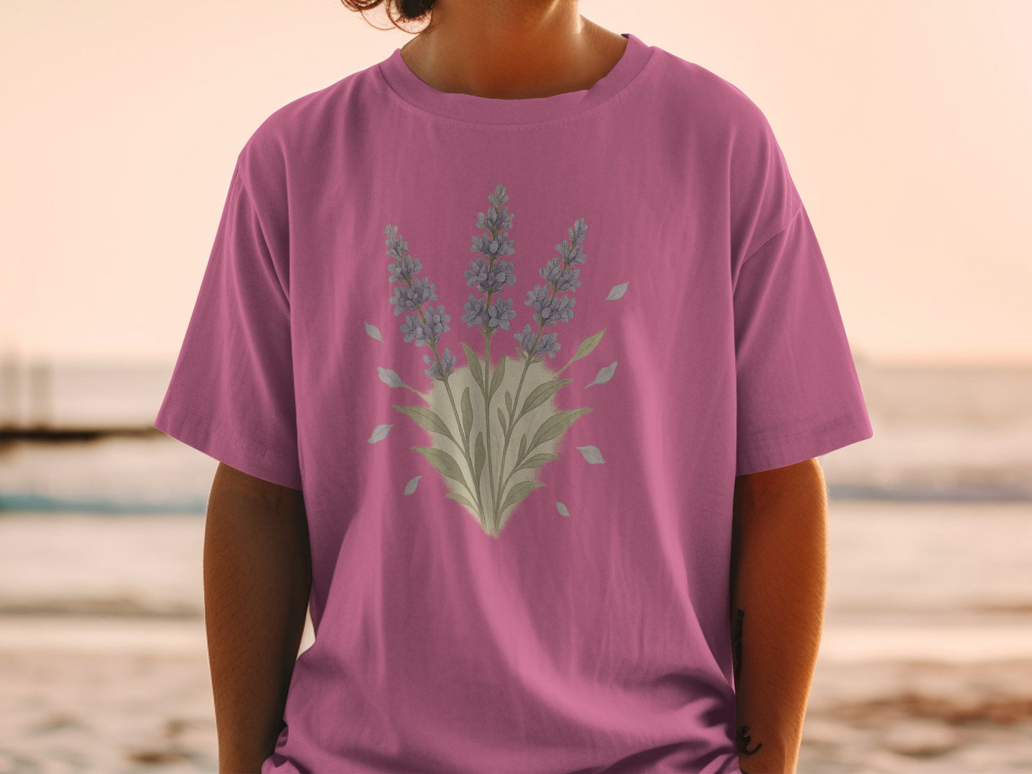 Purple T-shirt with Lavender Flower Design product type