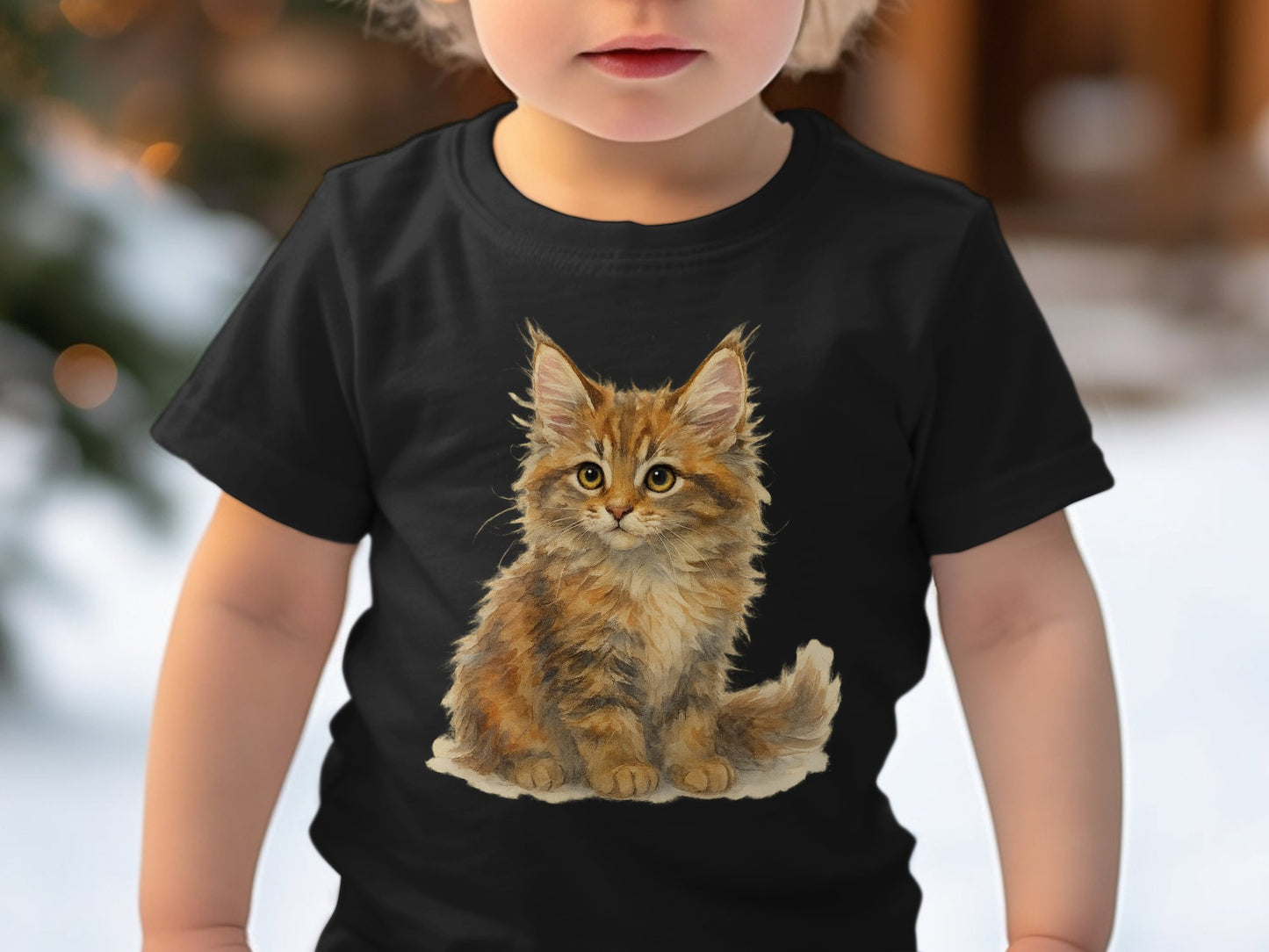 Adorable Kitten Print on Black Toddler T-shirt product type